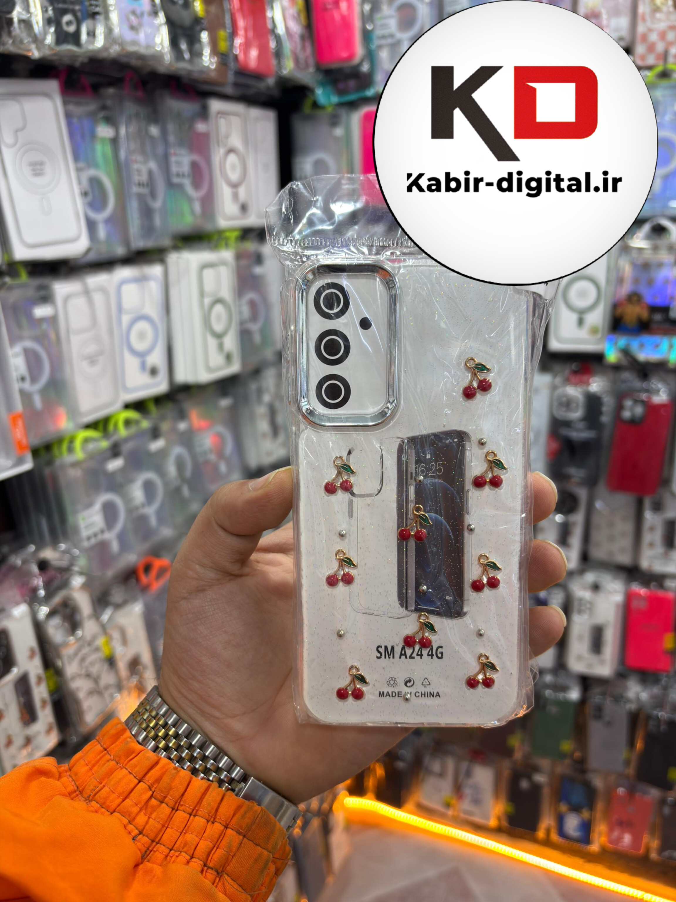 قاب گوشی Galaxy A24 سامسونگ لاکچری شفاف رزینی طرح شاین لنز کرومی