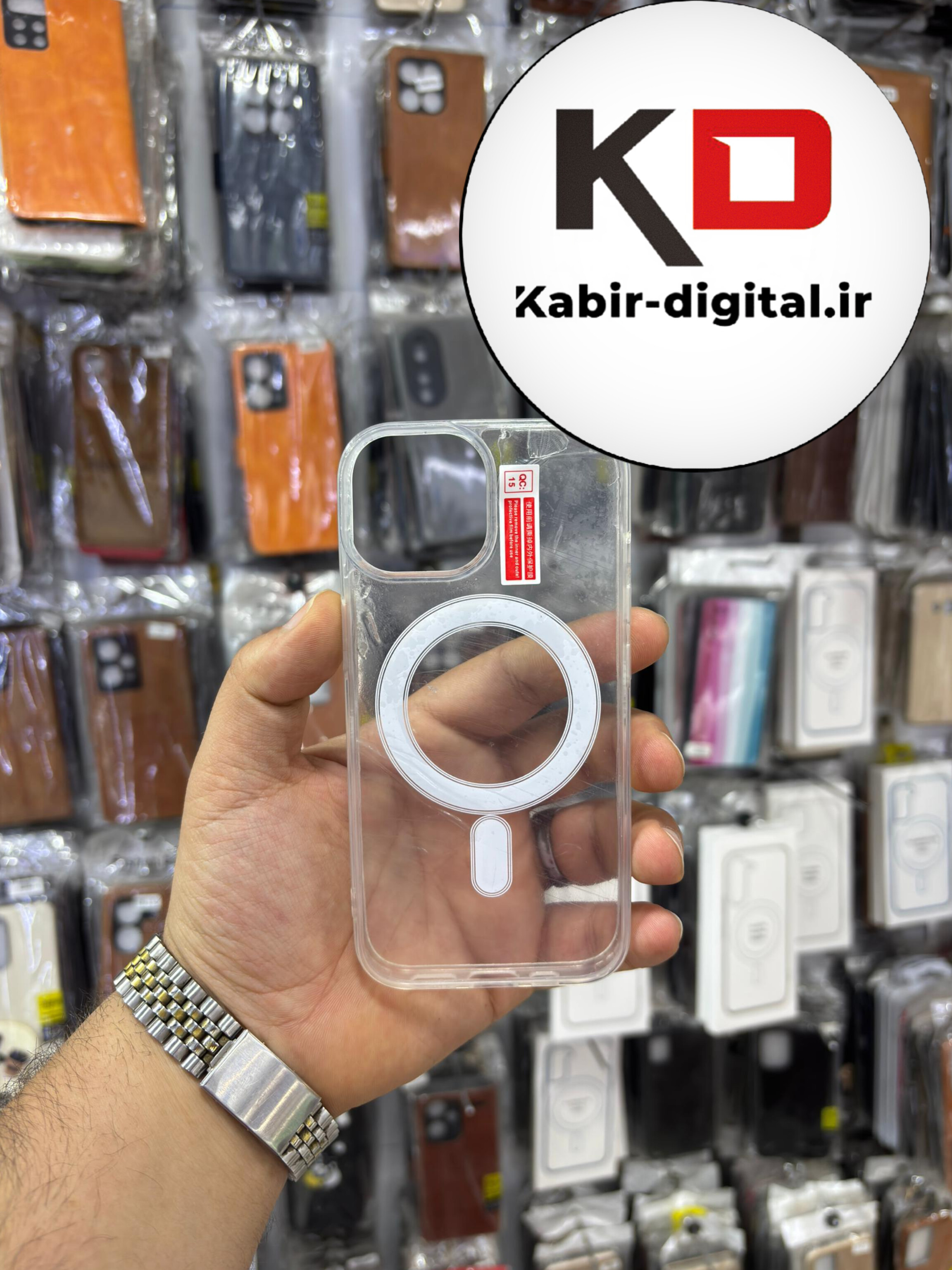 قاب گوشی iPhone 15 Pro آیفون شفاف مگ سیف دار MagSafe اورجینال ایربگ دار