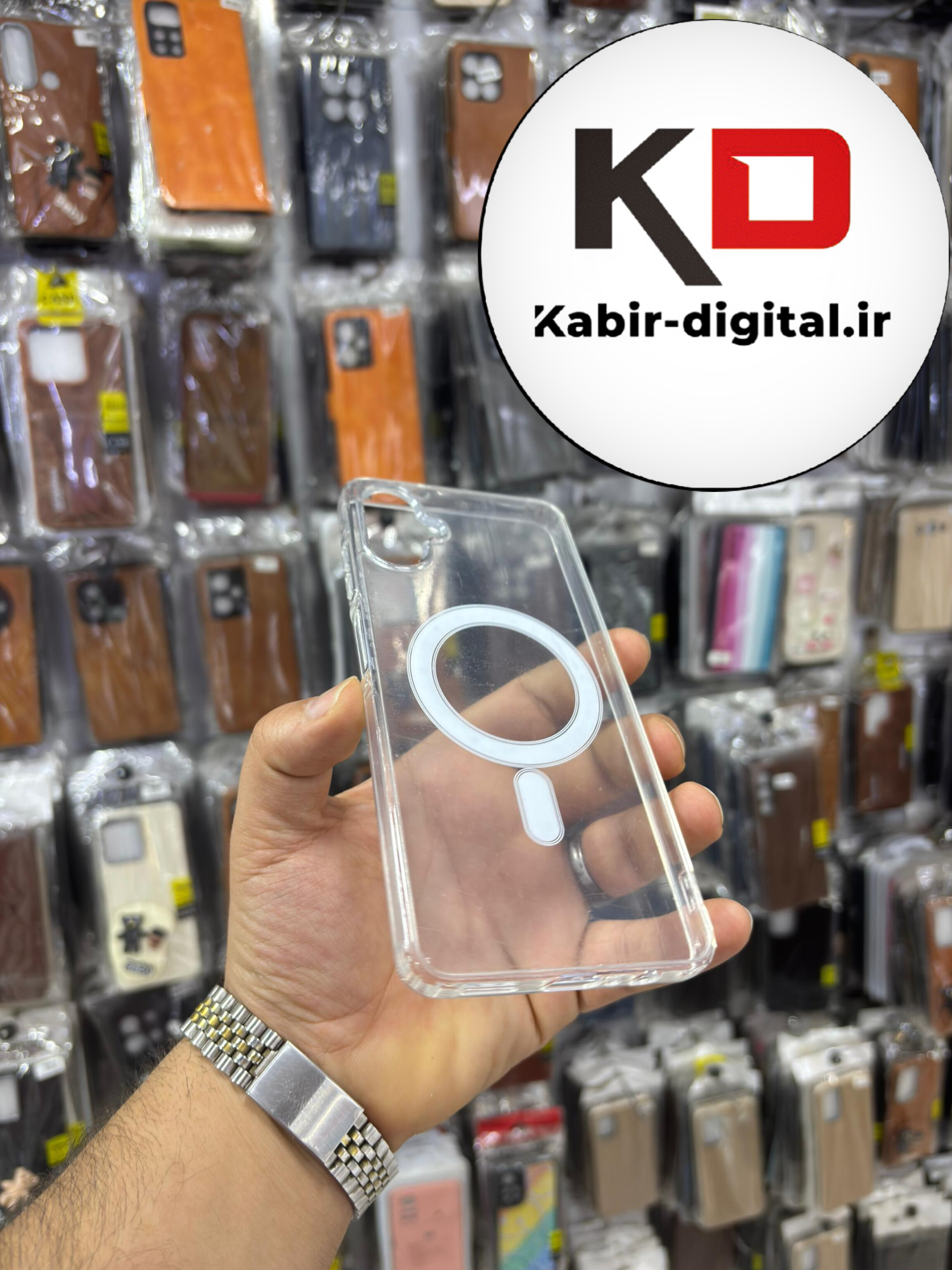 قاب گوشی Galaxy A06 سامسونگ  شفاف مگ سیف دار MagSafe اورجینال ایربگ دار