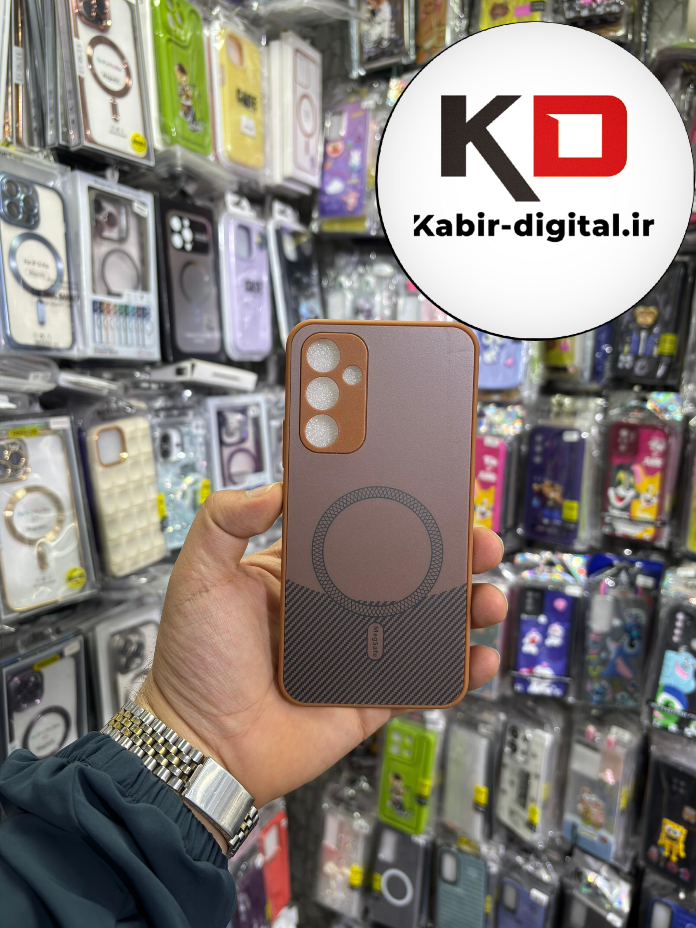 قاب گوشی Galaxy A54 سامسونگ کربن طرح مگ سیف فلزی Magsafe لوکس محافظ لنز دار