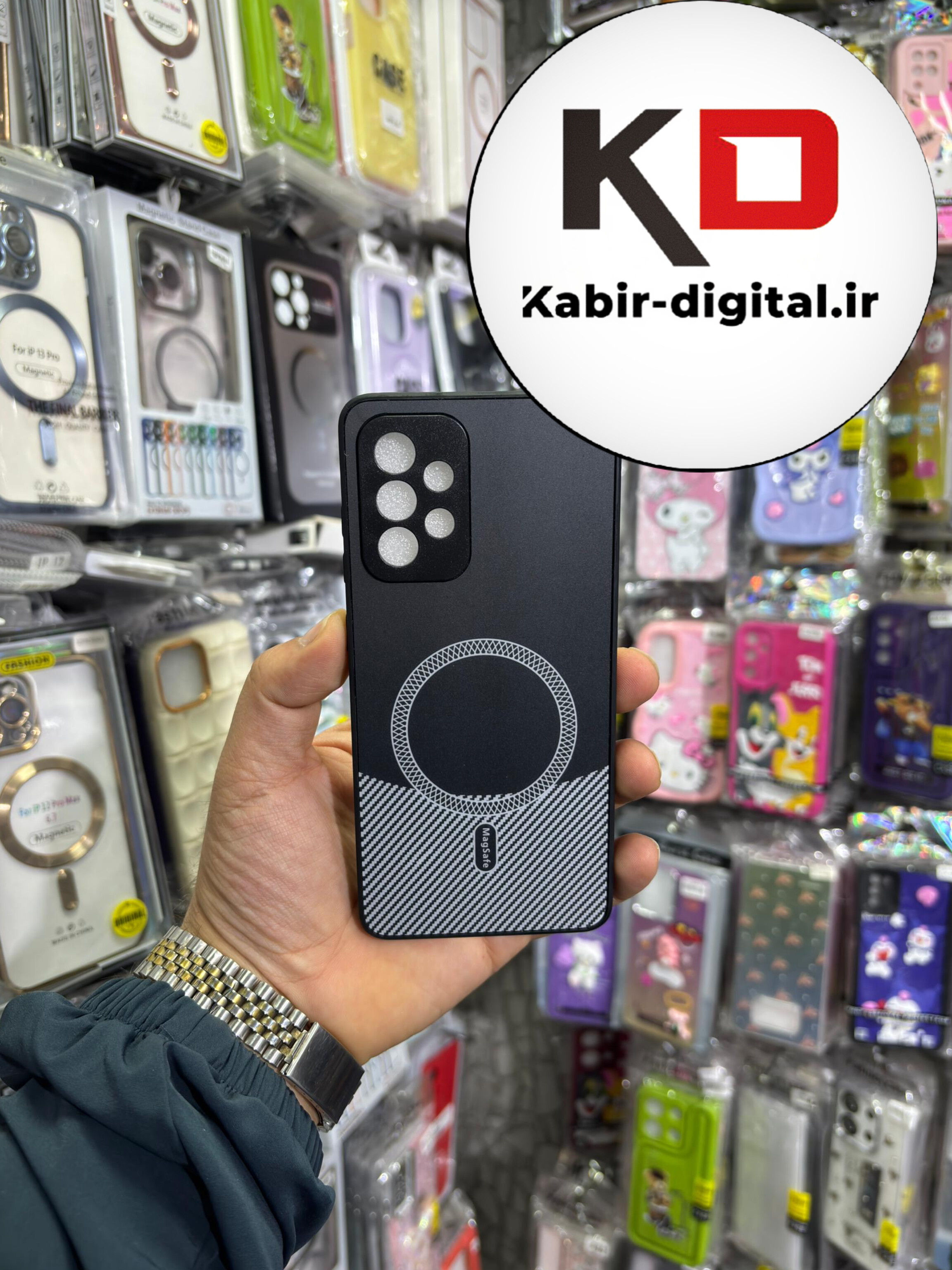 قاب گوشی Galaxy A52s / A52 سامسونگ کربن طرح مگ سیف فلزی Magsafe لوکس محافظ لنز دار