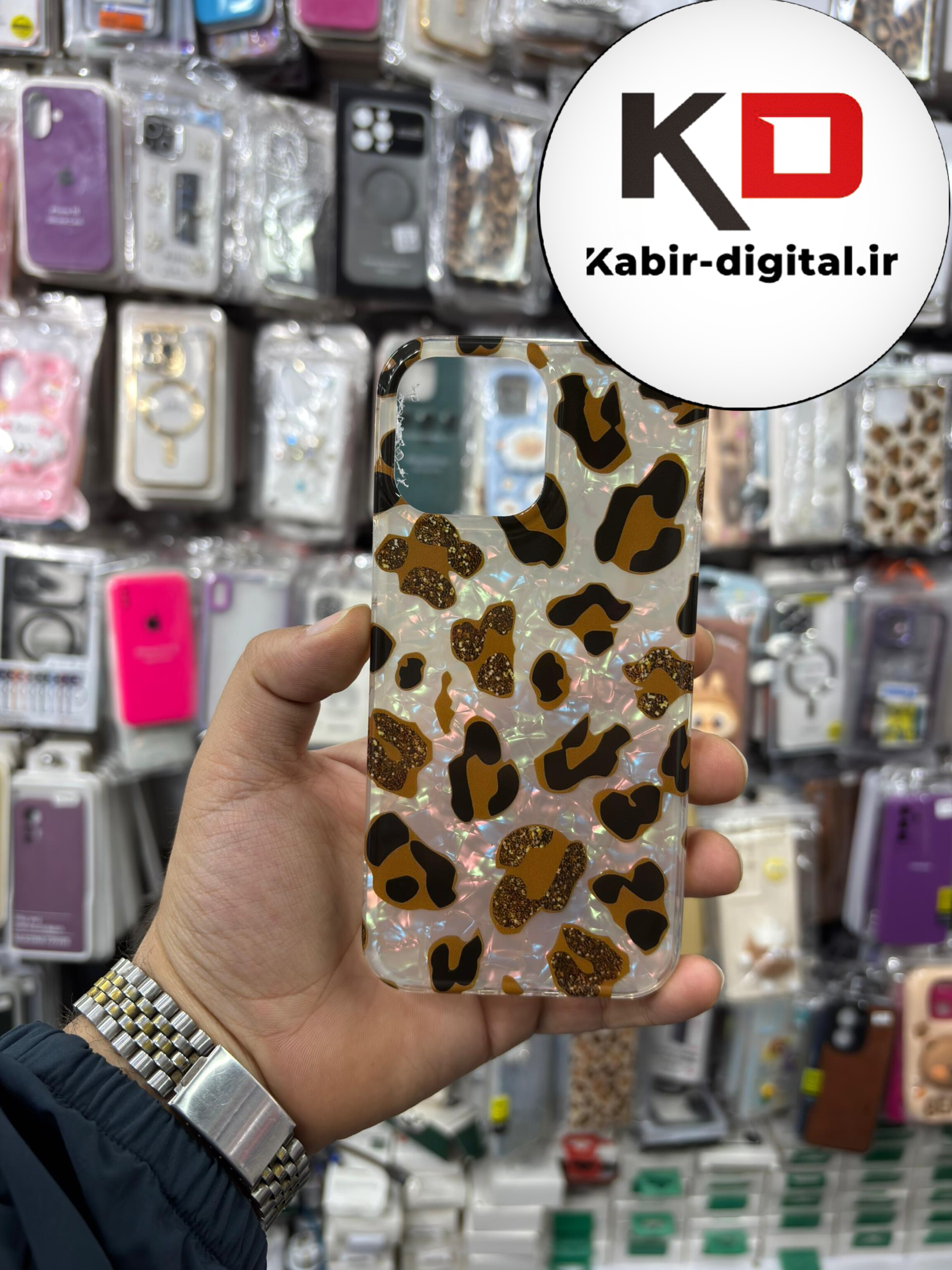قاب گوشی iPhone 12 Pro Max آیفون فانتزی براق IMD لیزری لاکچری سخت HARD طرح پلنگی