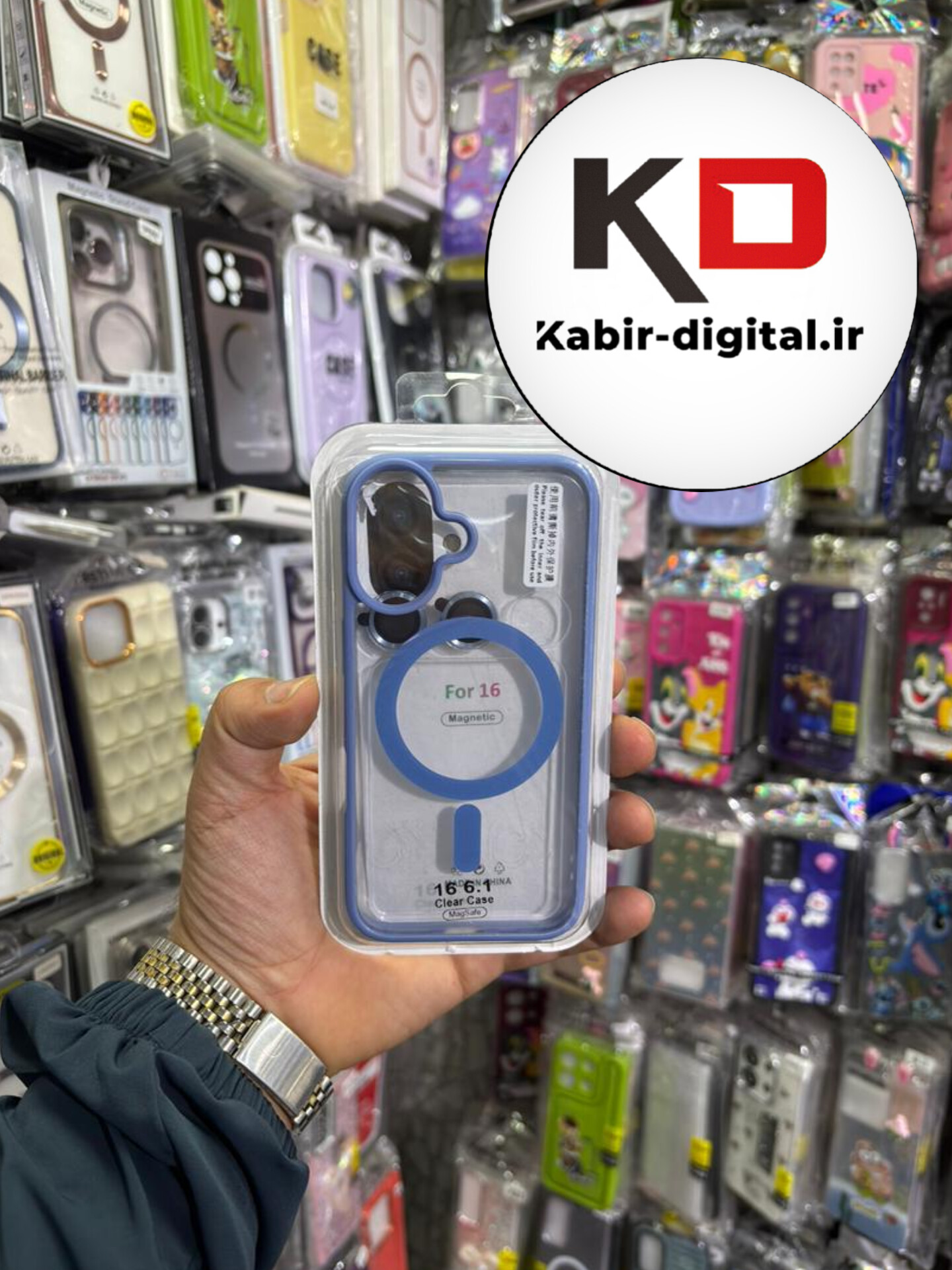 قاب گوشی iPhone 16 آیفون شفاف مگ سیف دار MagSafe اورجینال Metal Stand Case لنز استند شو فلزی به همراه محافظ لنز رینگی