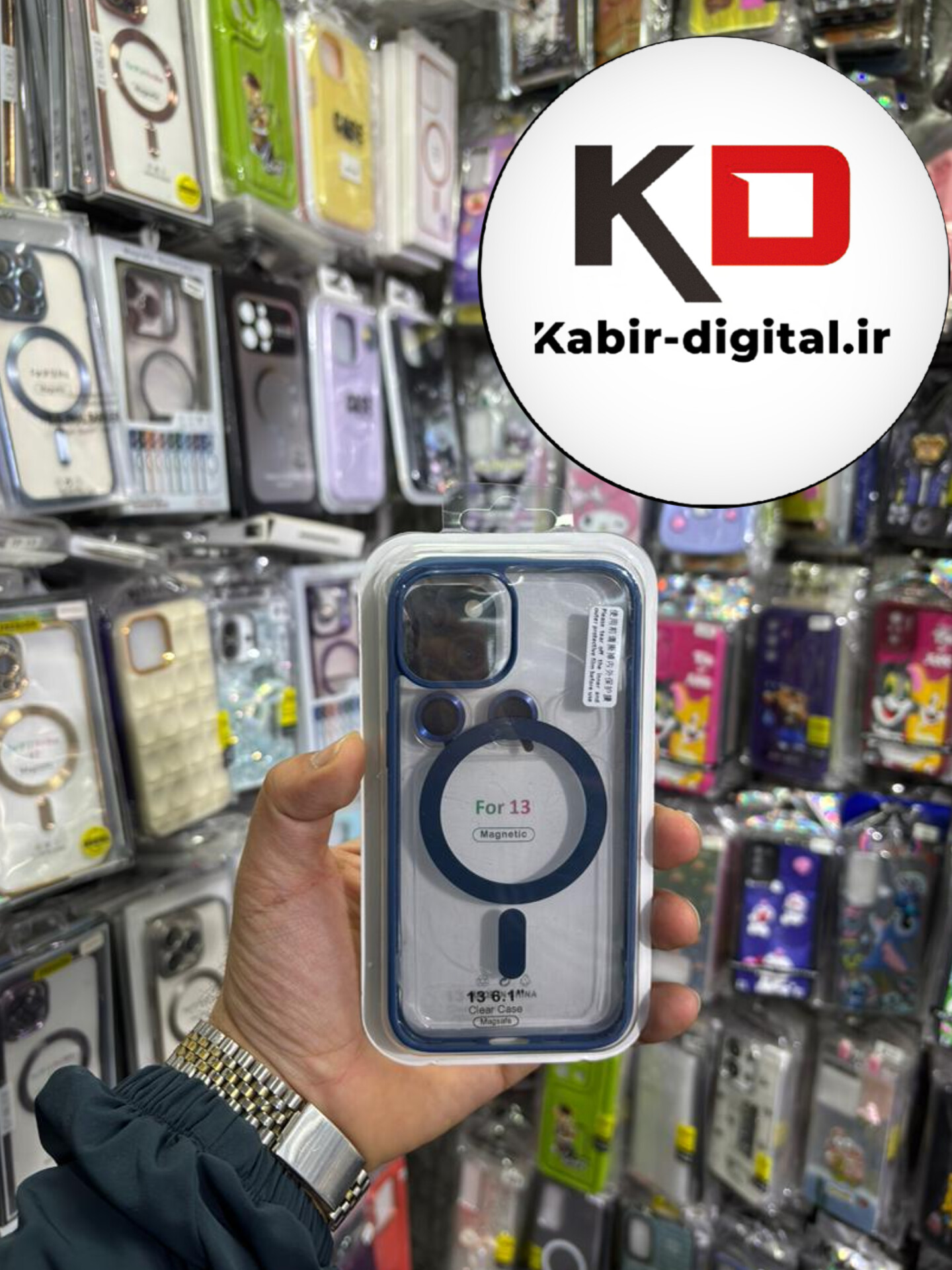 قاب گوشی iPhone 13 آیفون شفاف مگ سیف دار MagSafe اورجینال Metal Stand Case لنز استند شو فلزی به همراه محافظ لنز رینگی