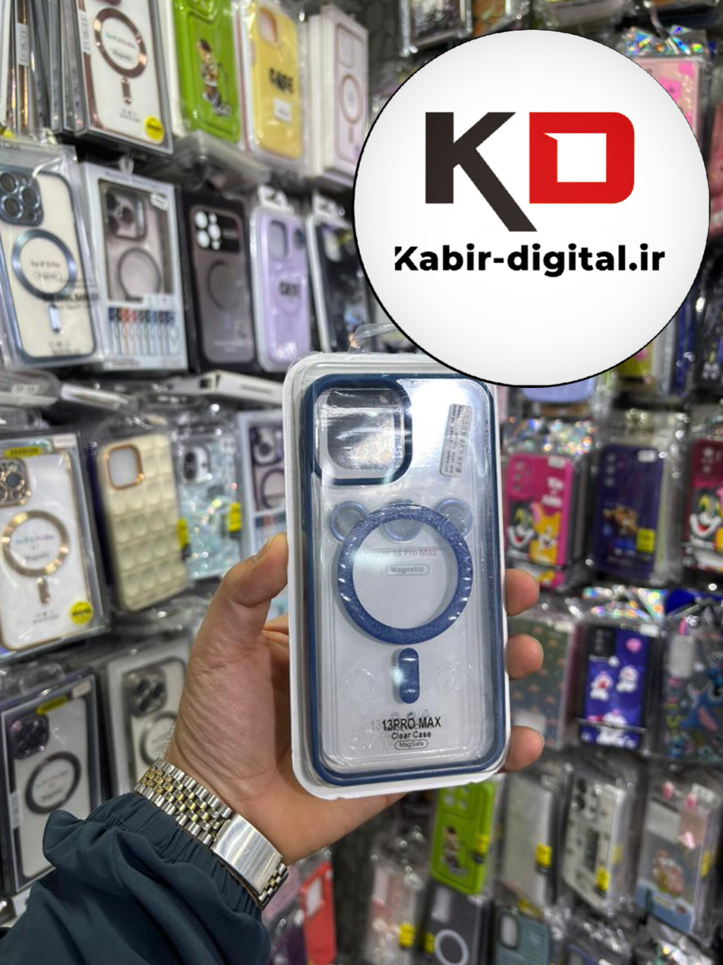 قاب گوشی iPhone 13 Pro Max آیفون شفاف مگ سیف دار MagSafe اورجینال Metal Stand Case لنز استند شو فلزی به همراه محافظ لنز رینگی