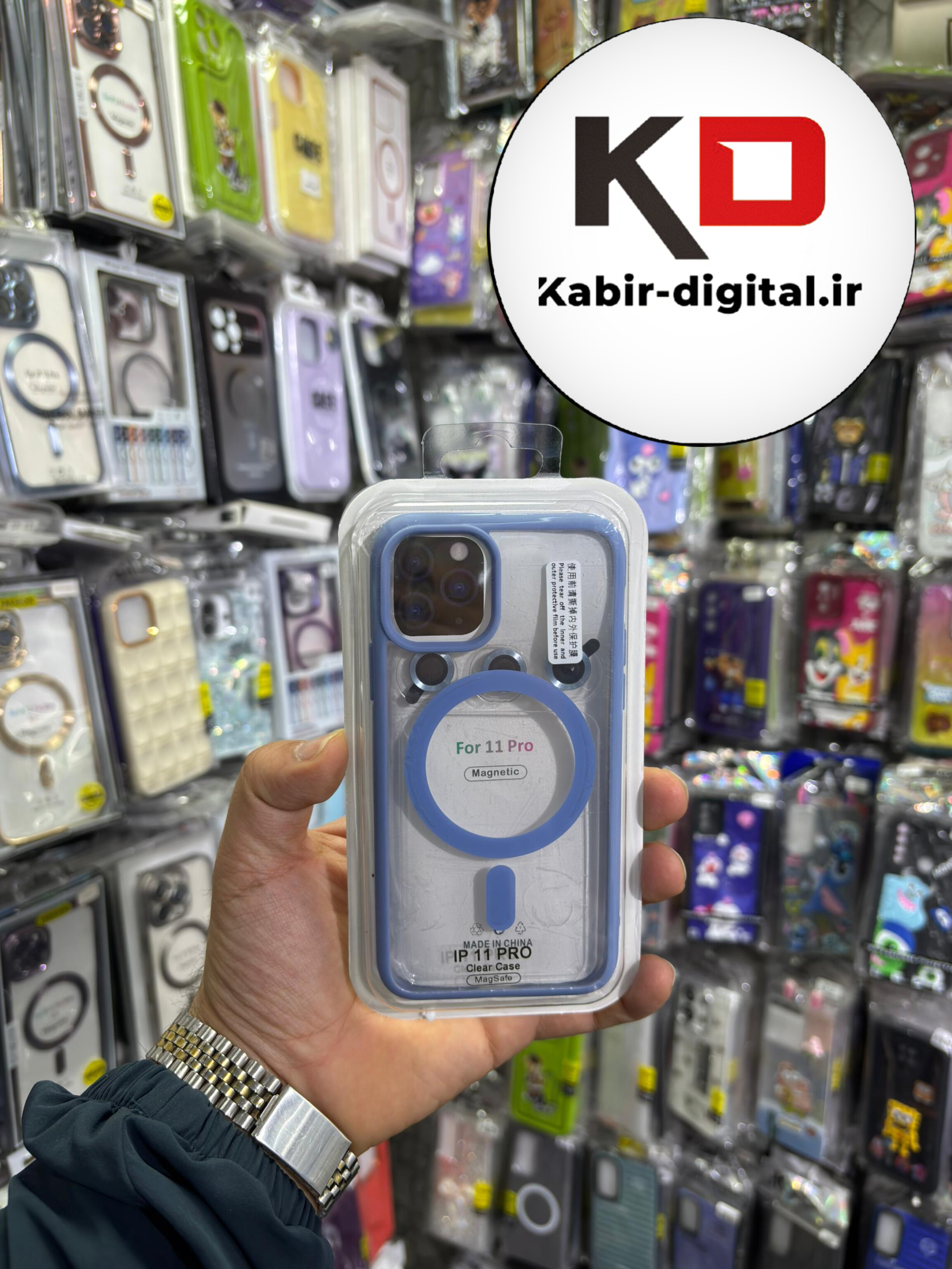 قاب گوشی iPhone 11 Pro آیفون شفاف مگ سیف دار MagSafe اورجینال Metal Stand Case لنز استند شو فلزی به همراه محافظ لنز رینگی