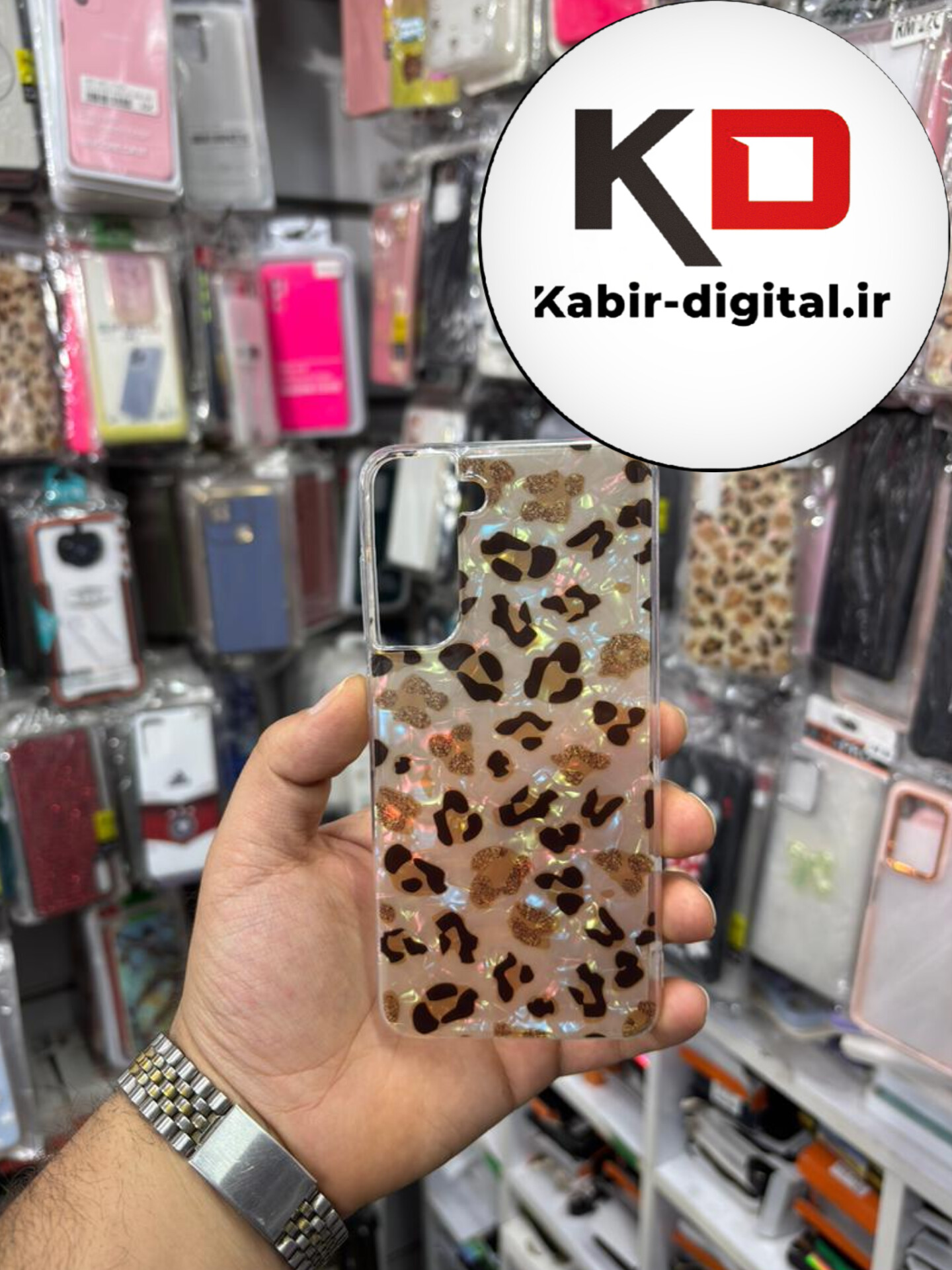 قاب گوشی Galaxy S21 FE سامسونگ فانتزی براق IMD لیزری لاکچری سخت HARD طرح پلنگی