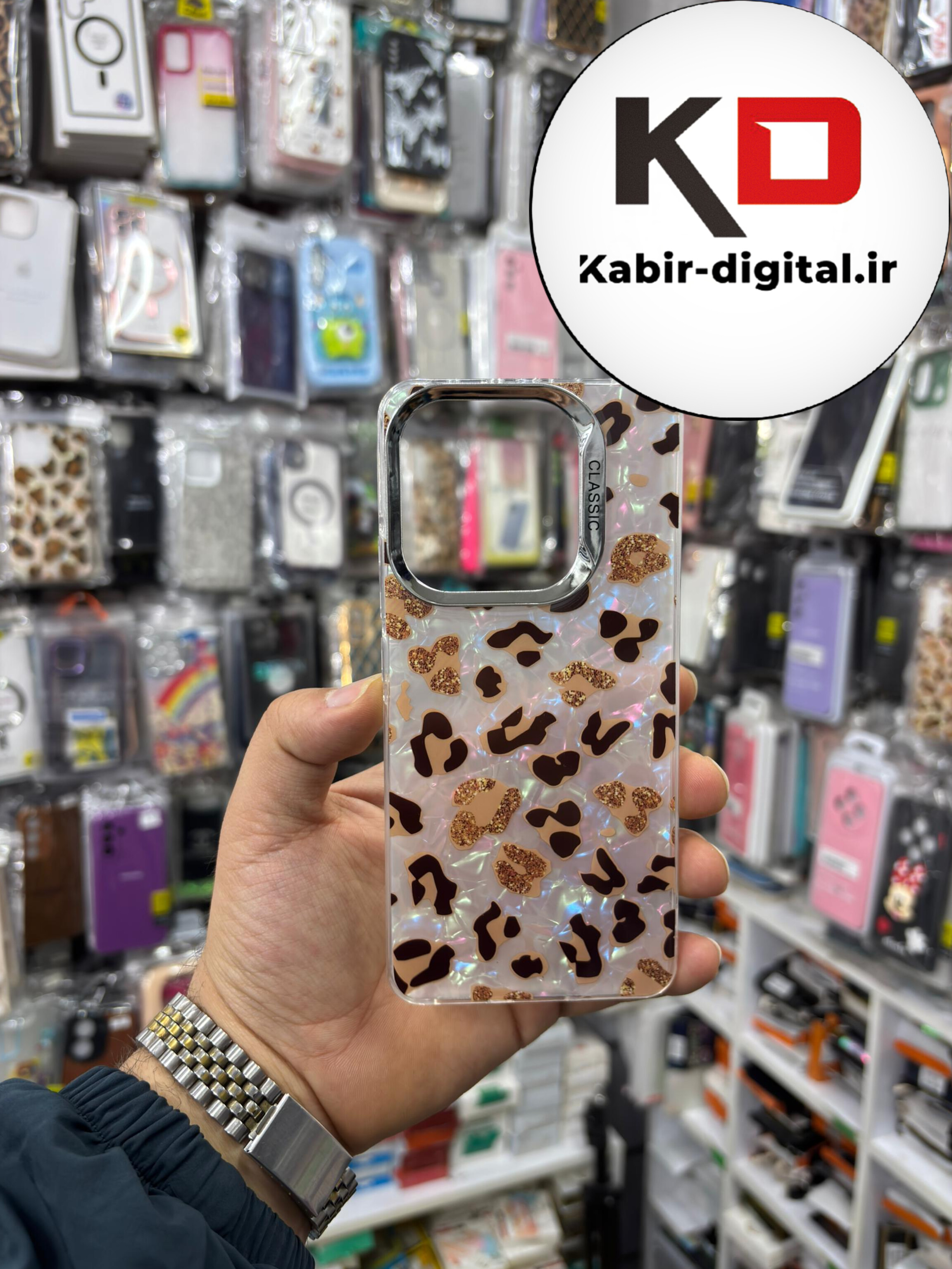 قاب گوشی Redmi Note 14 4G شیائومی لاکچری اورجینال فانتزی رزینی طرح پلنگی لنز کرومی