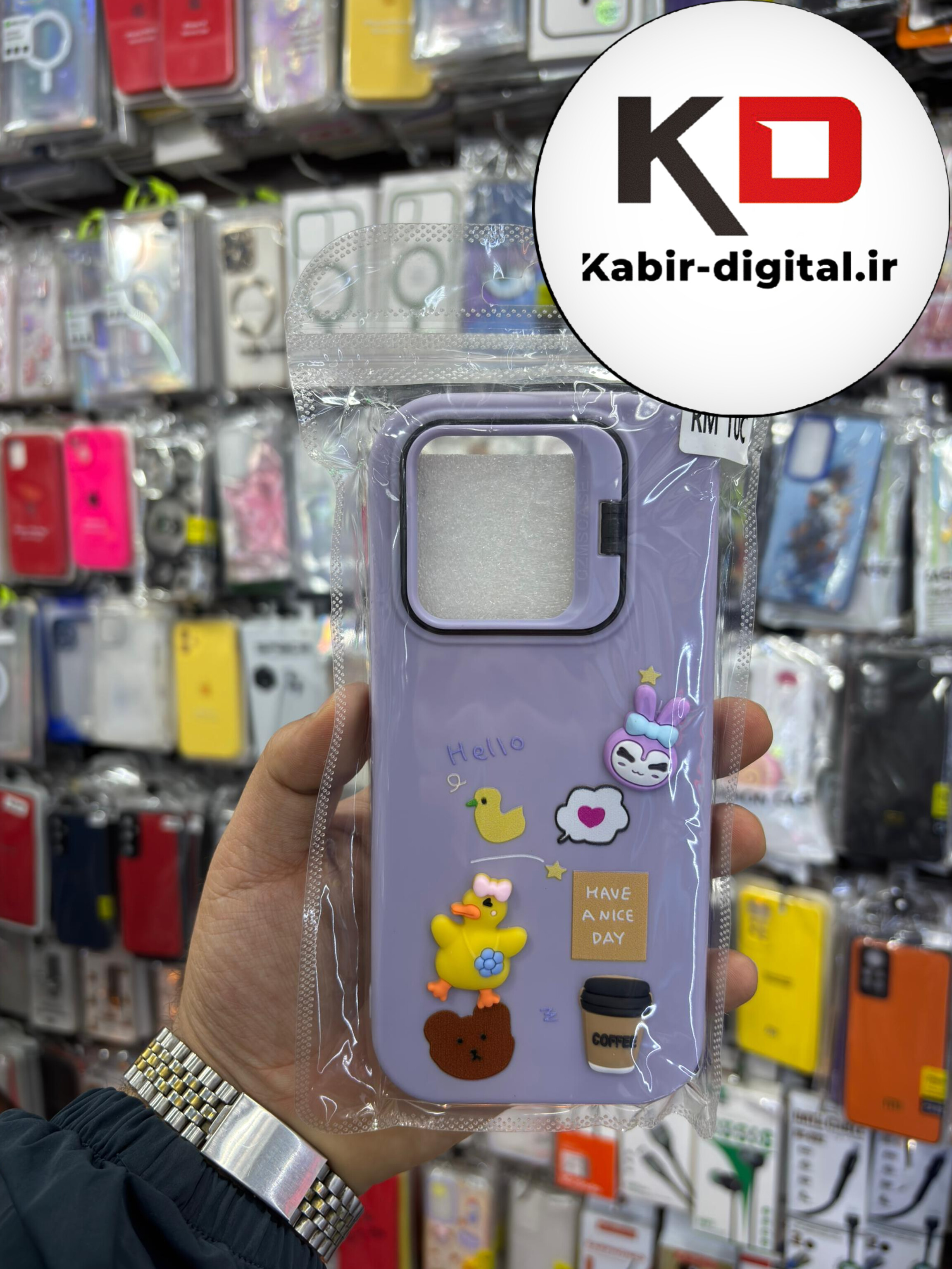 قاب گوشی  Redmi 12C / Poco C40 / Redmi 10C شیائومی سیلیکونی Stand Case پاستلی عروسکی برجسته بنفش لنز استندشو