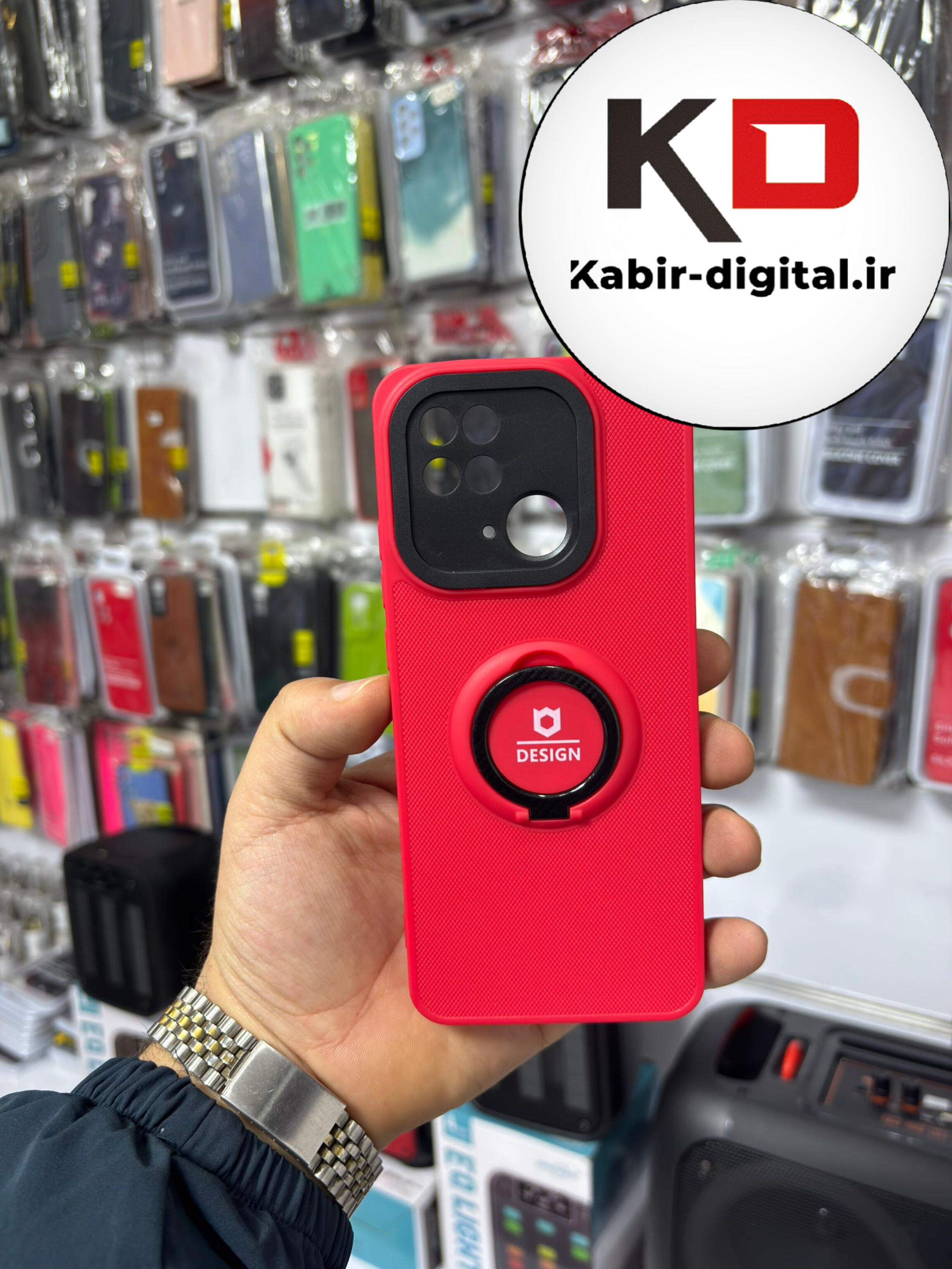 قاب گوشی Redmi 10c  / POCO C40 شیائومی طرح سیلیکونی هولدر دار محافظ لنزدار قرمز