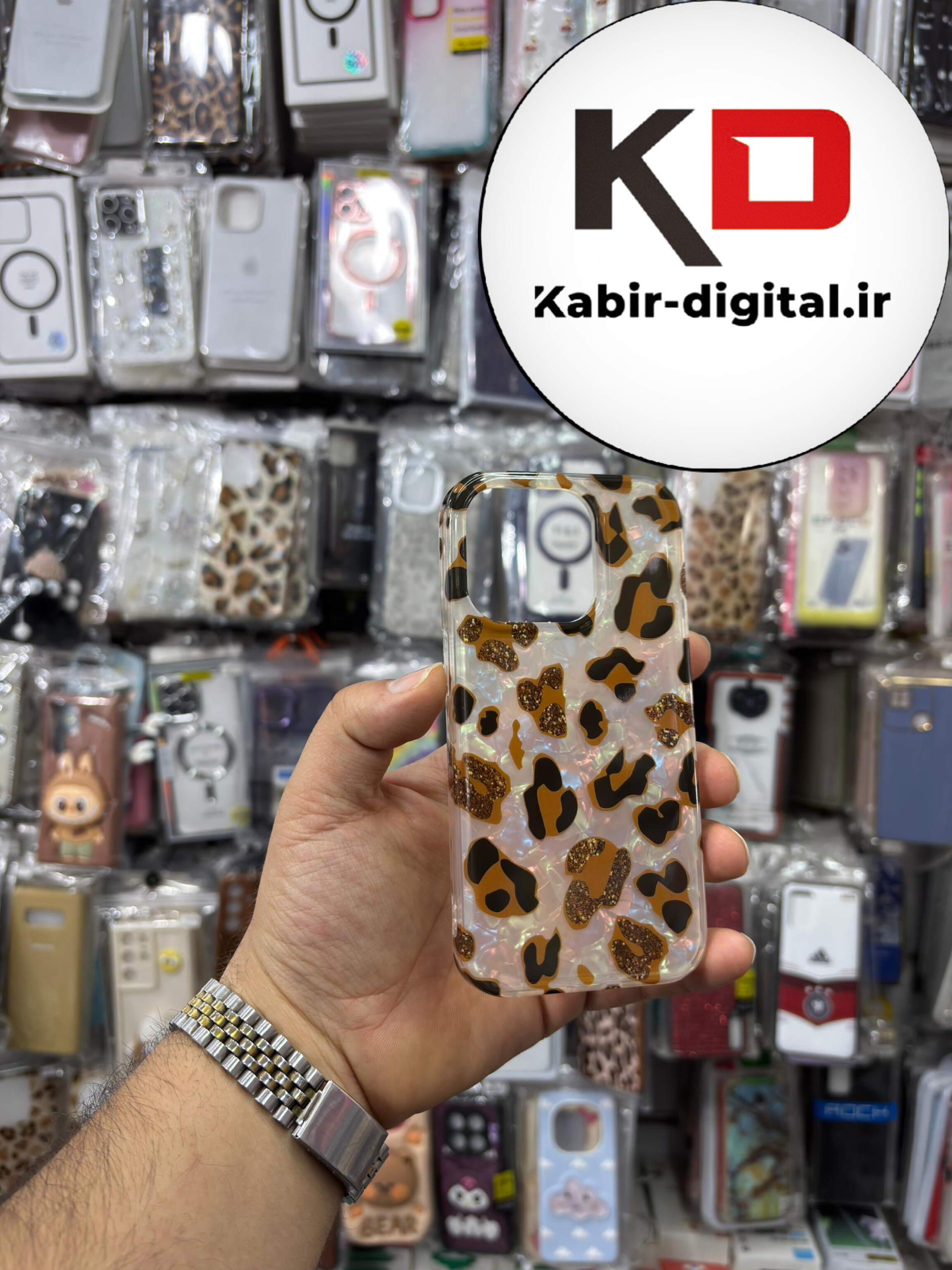 قاب گوشی iPhone  15 Proآیفون فانتزی براق IMD لیزری لاکچری سخت HARD طرح پلنگی