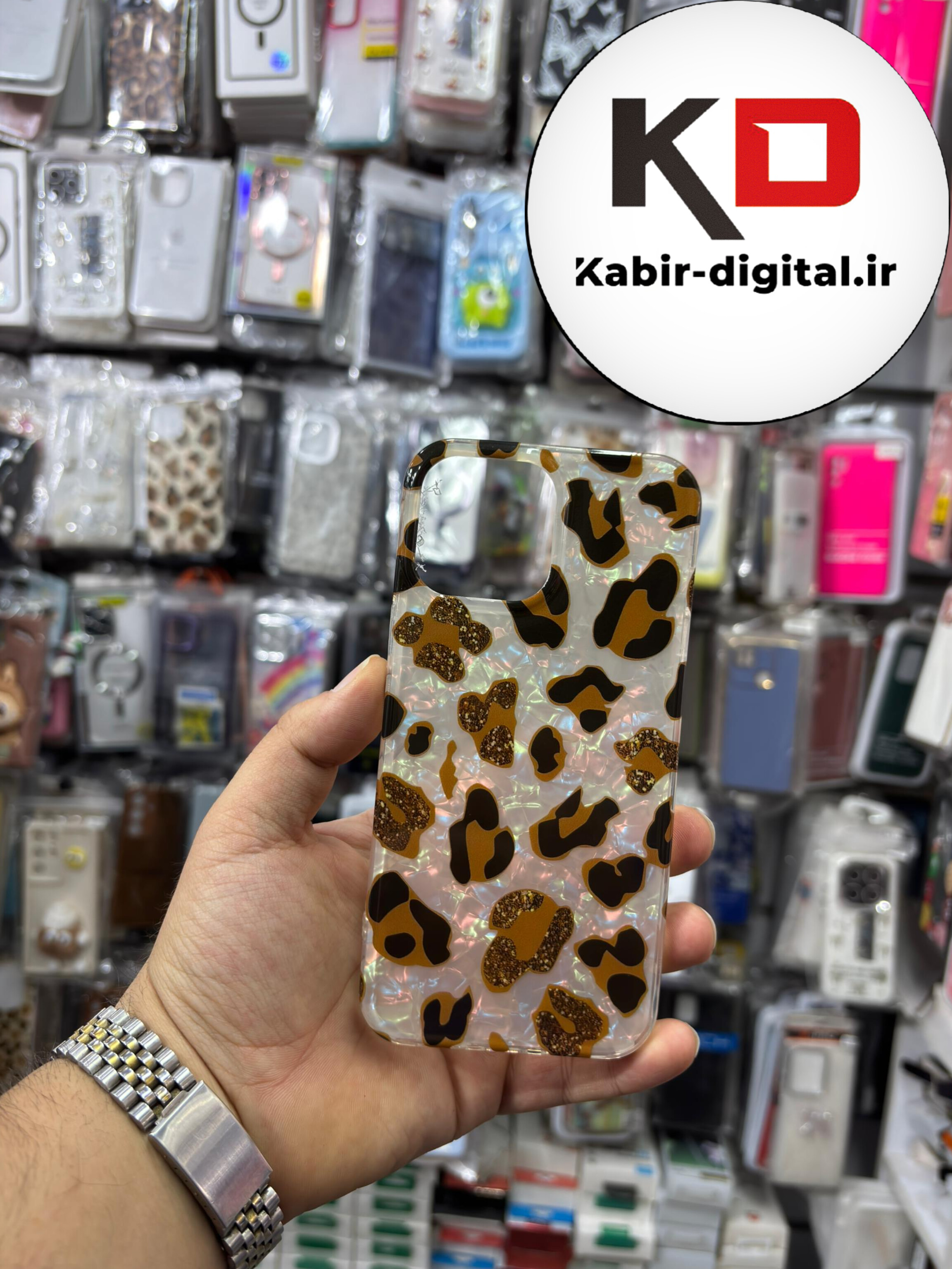قاب گوشی iPhone  12 Pro Maxآیفون فانتزی براق IMD لیزری لاکچری سخت HARD طرح پلنگی