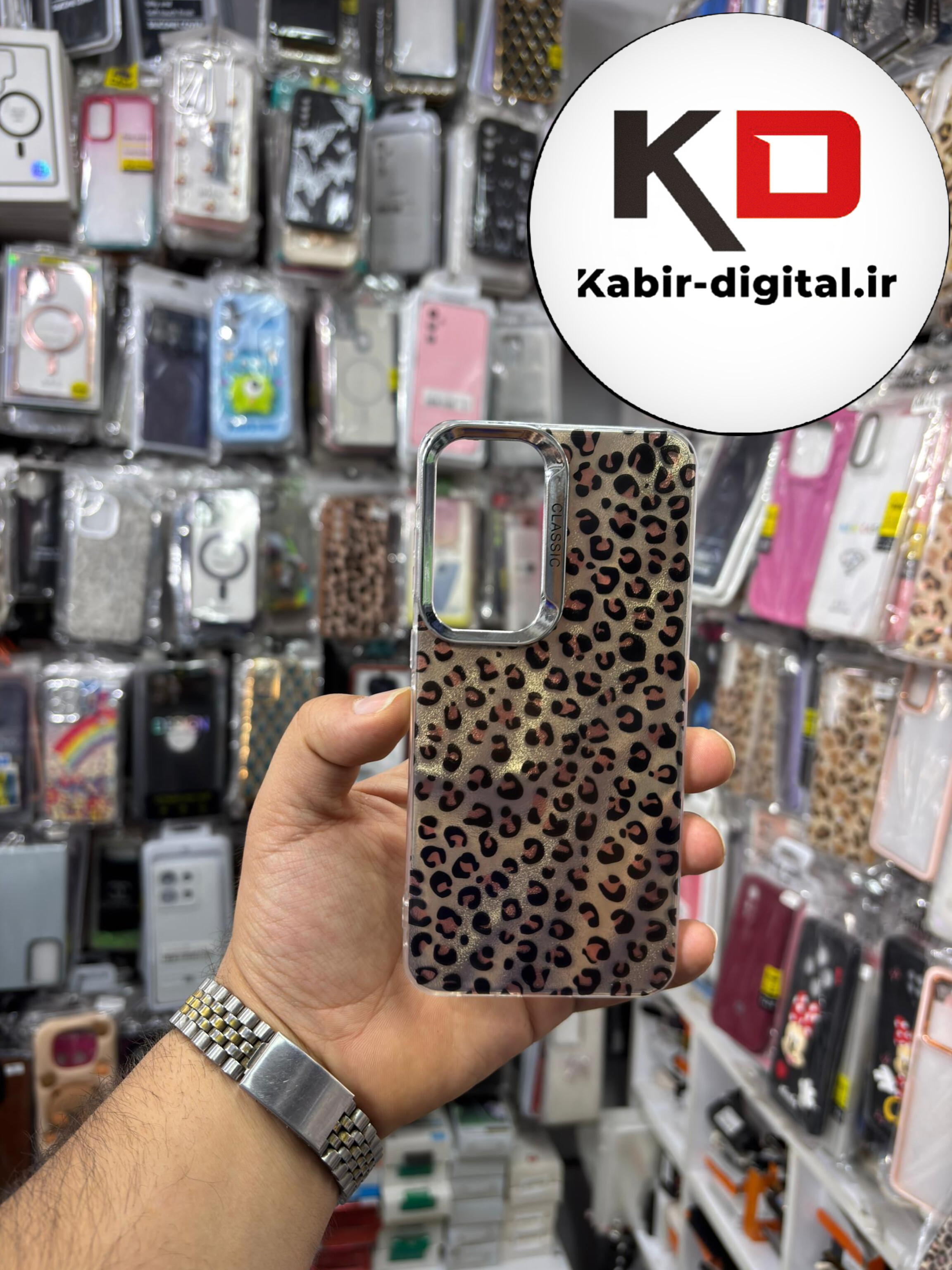 قاب گوشی Galaxy S25 FE سامسونگ  لاکچری اورجینال فانتزی رزینی طرح پلنگی لنز کرومی