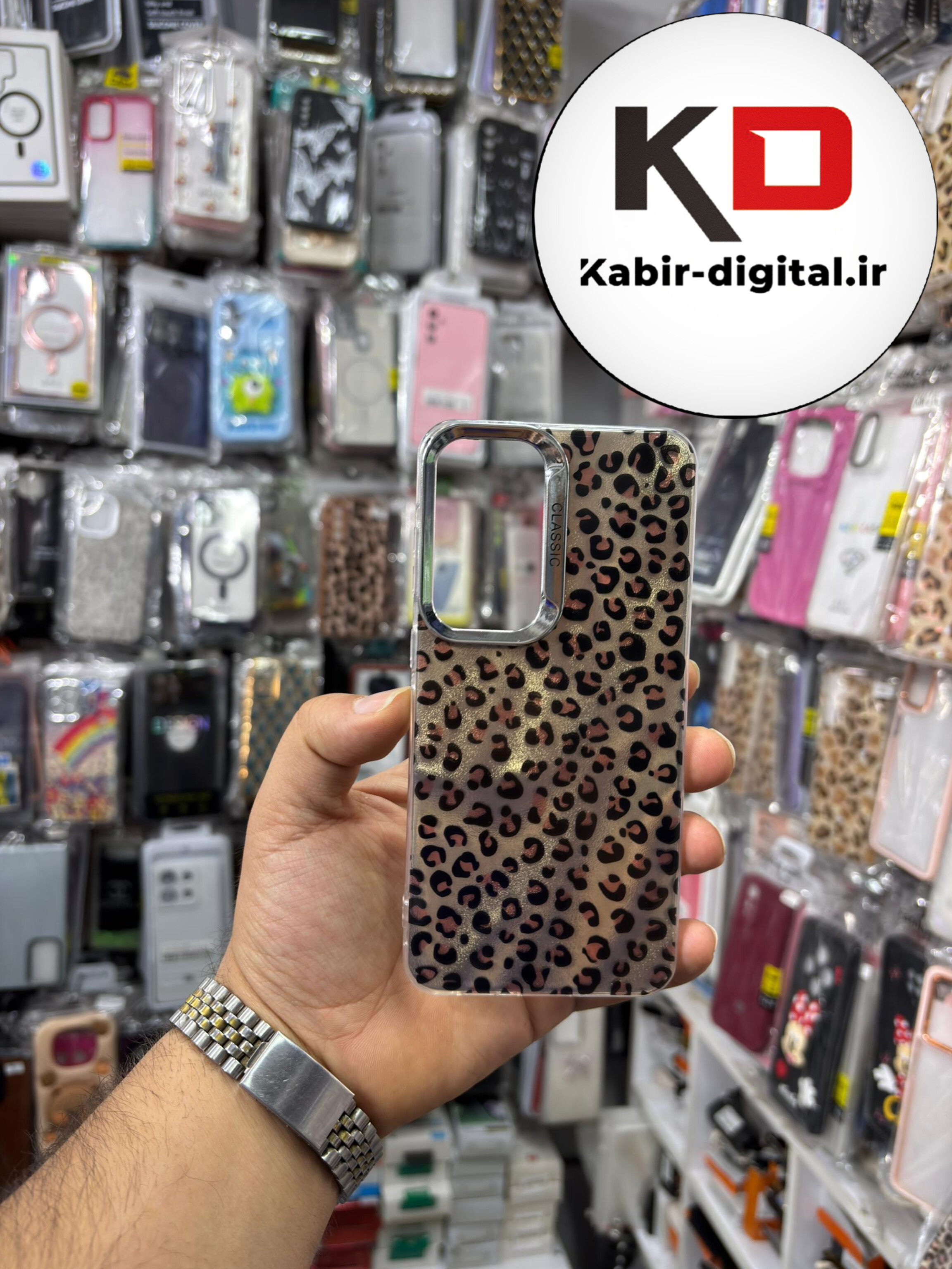 قاب گوشی Galaxy A26 / A17 / A16سامسونگ  لاکچری اورجینال فانتزی رزینی طرح پلنگی لنز کرومی