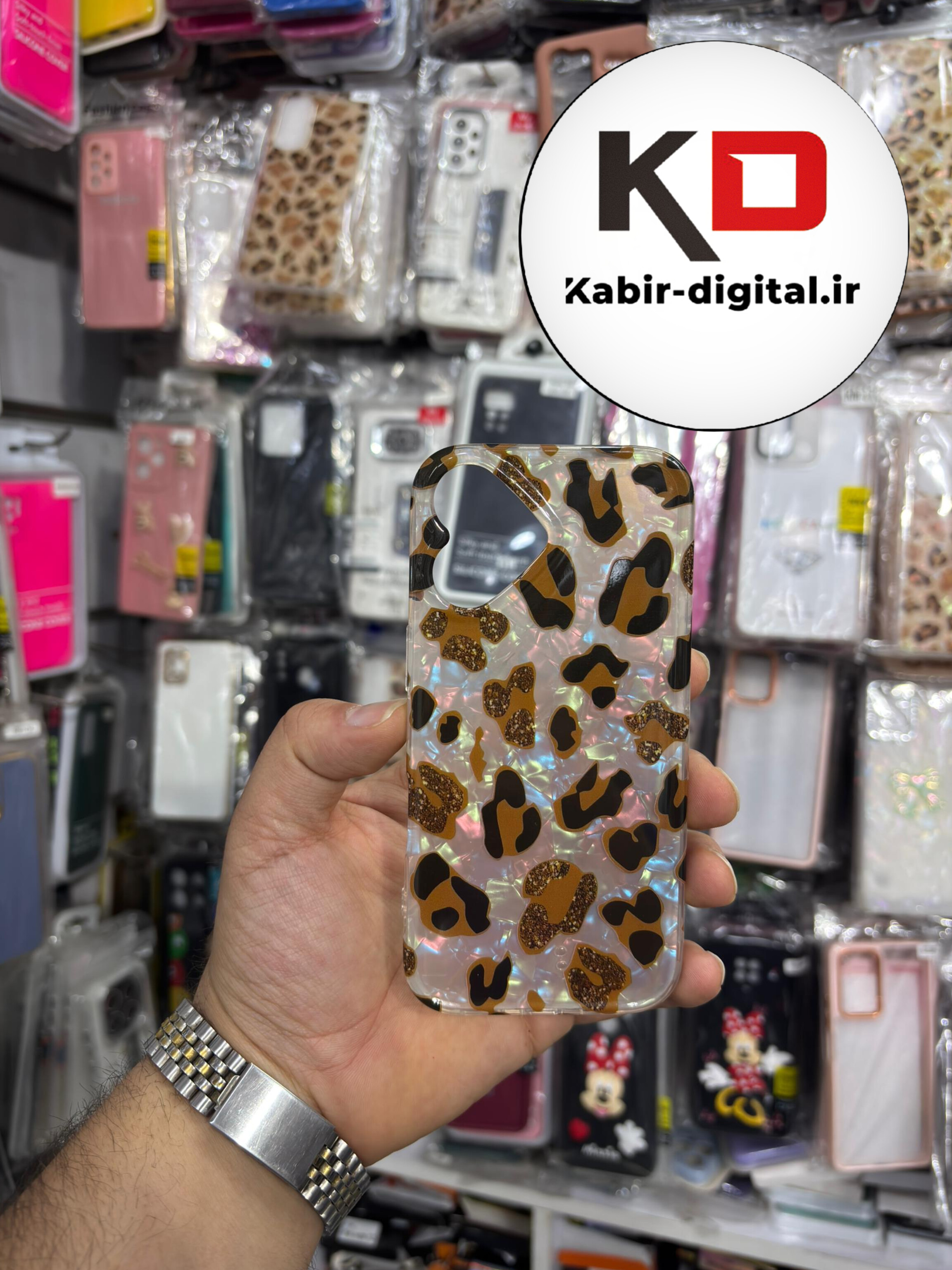 قاب گوشی iPhone 16 آیفون فانتزی براق IMD لیزری لاکچری سخت HARD طرح پلنگی