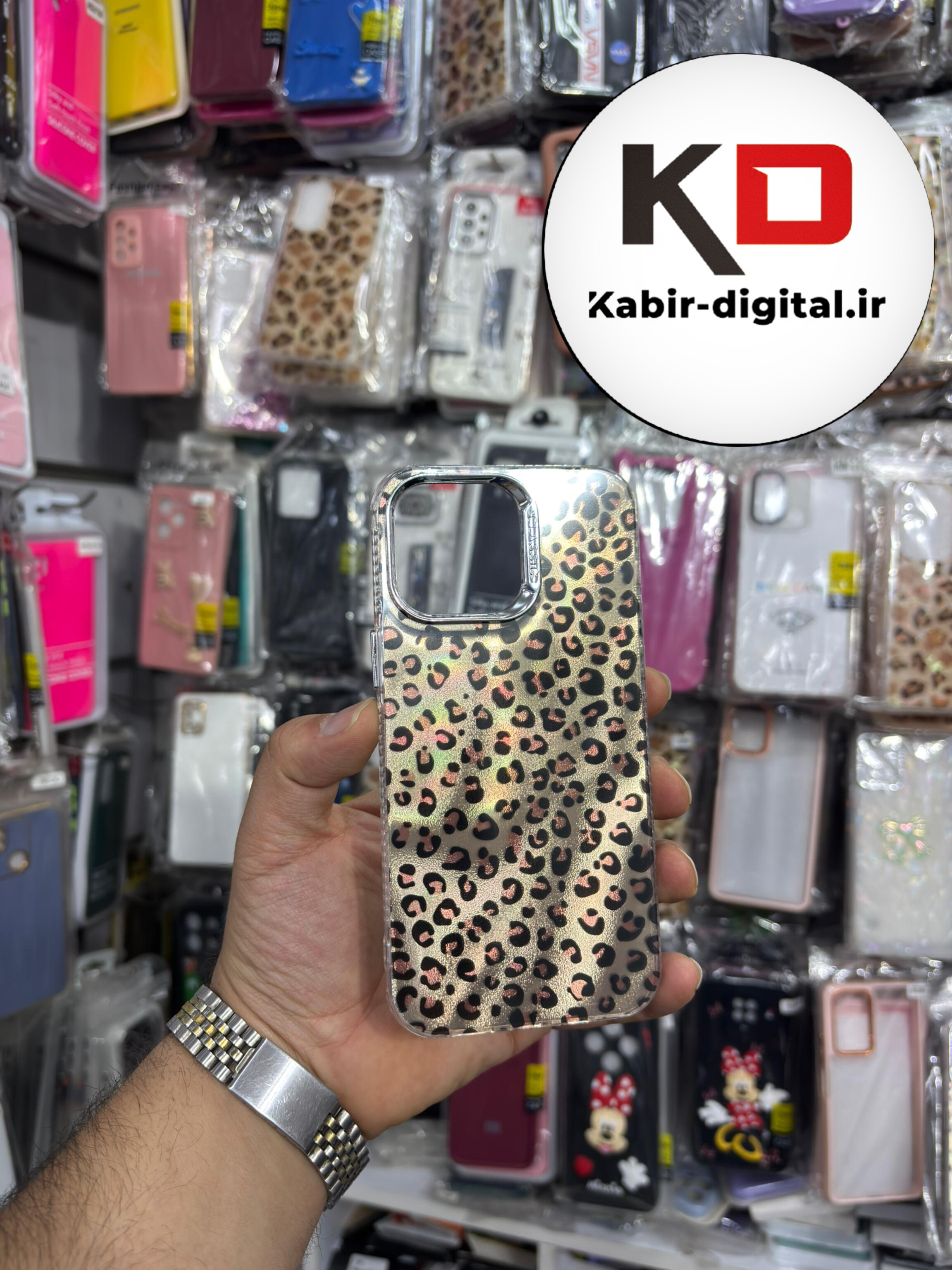قاب گوشی iPhone 14 Pro Max آیفون لاکچری اورجینال فانتزی رزینی طرح پلنگی لنز کرومی