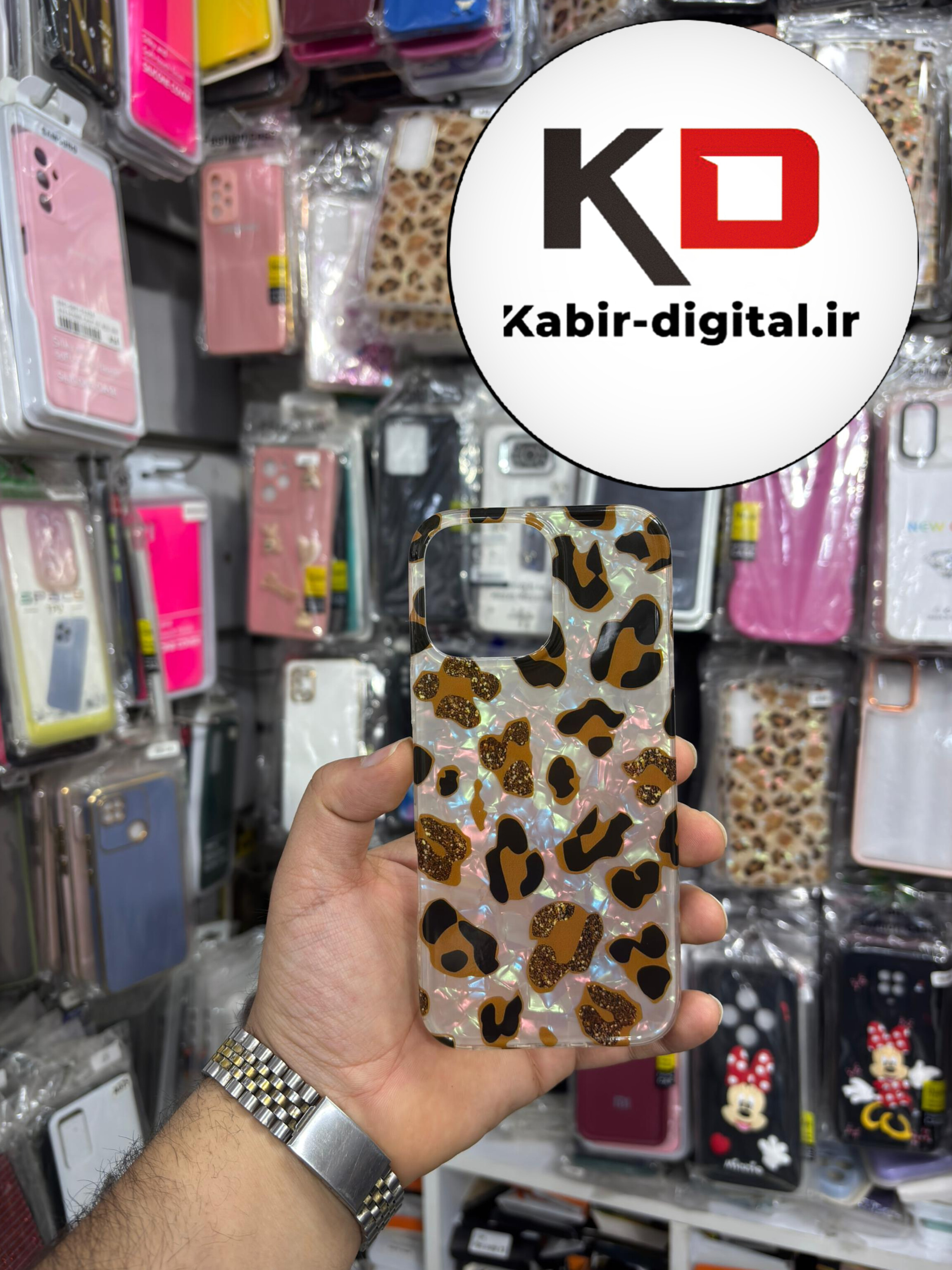 قاب گوشی iPhone 16 Pro Max آیفون فانتزی براق IMD لیزری لاکچری سخت HARD طرح پلنگی
