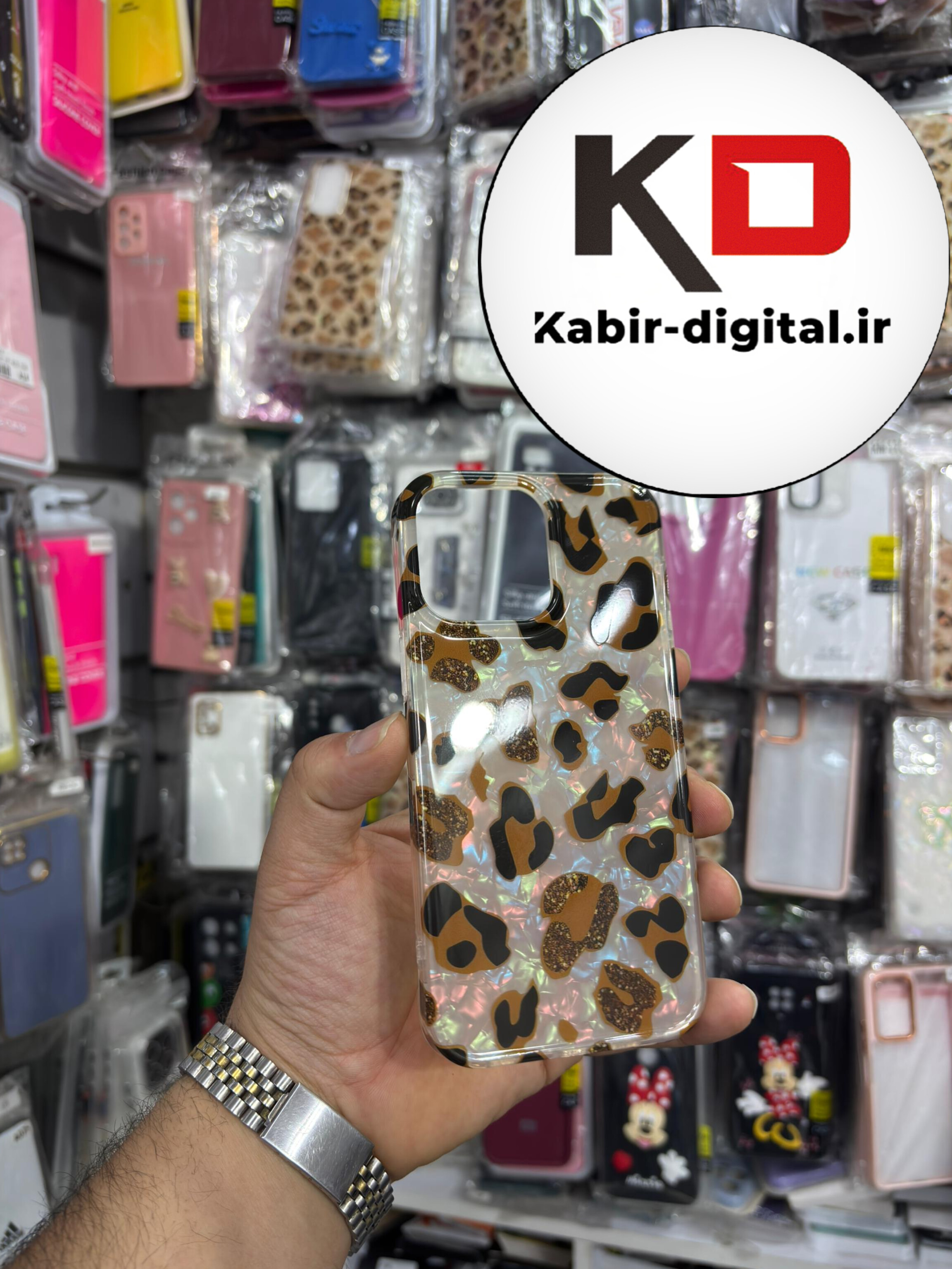 قاب گوشی iPhone 14 Pro Max آیفون فانتزی براق IMD لیزری لاکچری سخت HARD طرح پلنگی