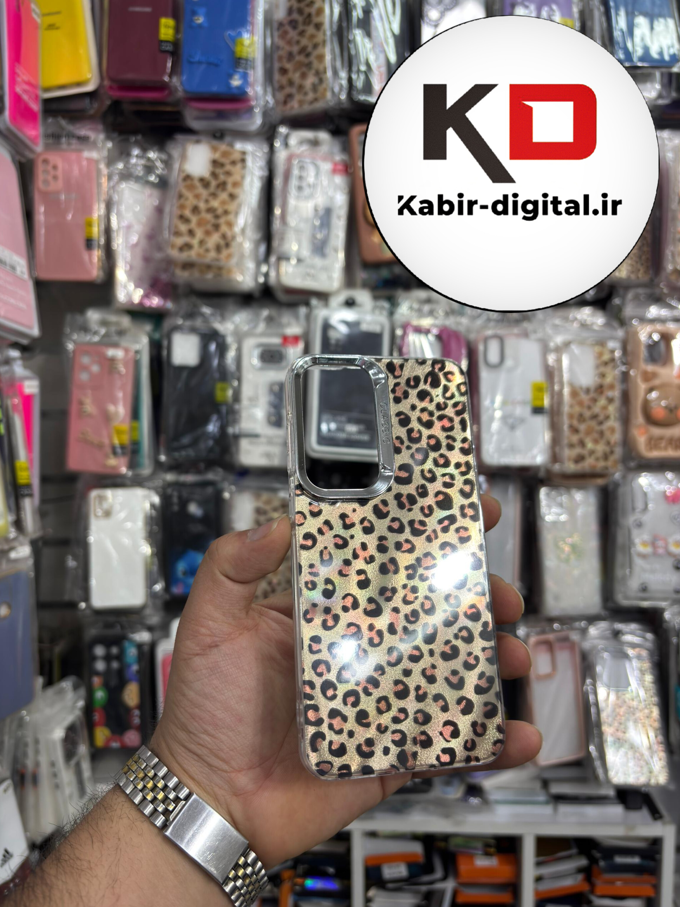قاب گوشی Galaxy S25 FE سامسونگ لاکچری اورجینال فانتزی رزینی طرح پلنگی لنز کرومی