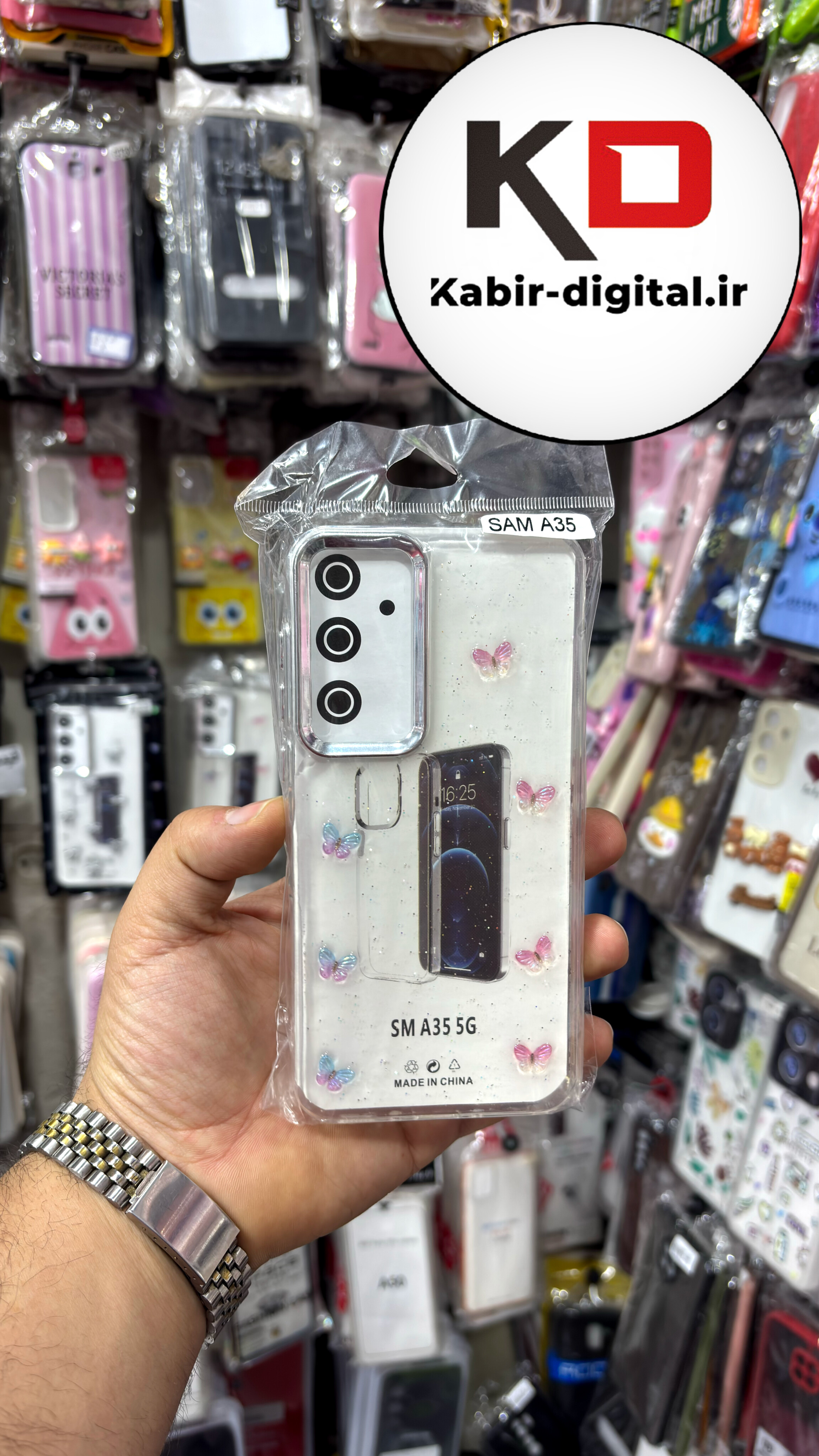 قاب گوشی Galaxy A35 / A55 سامسونگ لاکچری شفاف رزینی طرح شاین لنز کرومی طرح پروانه