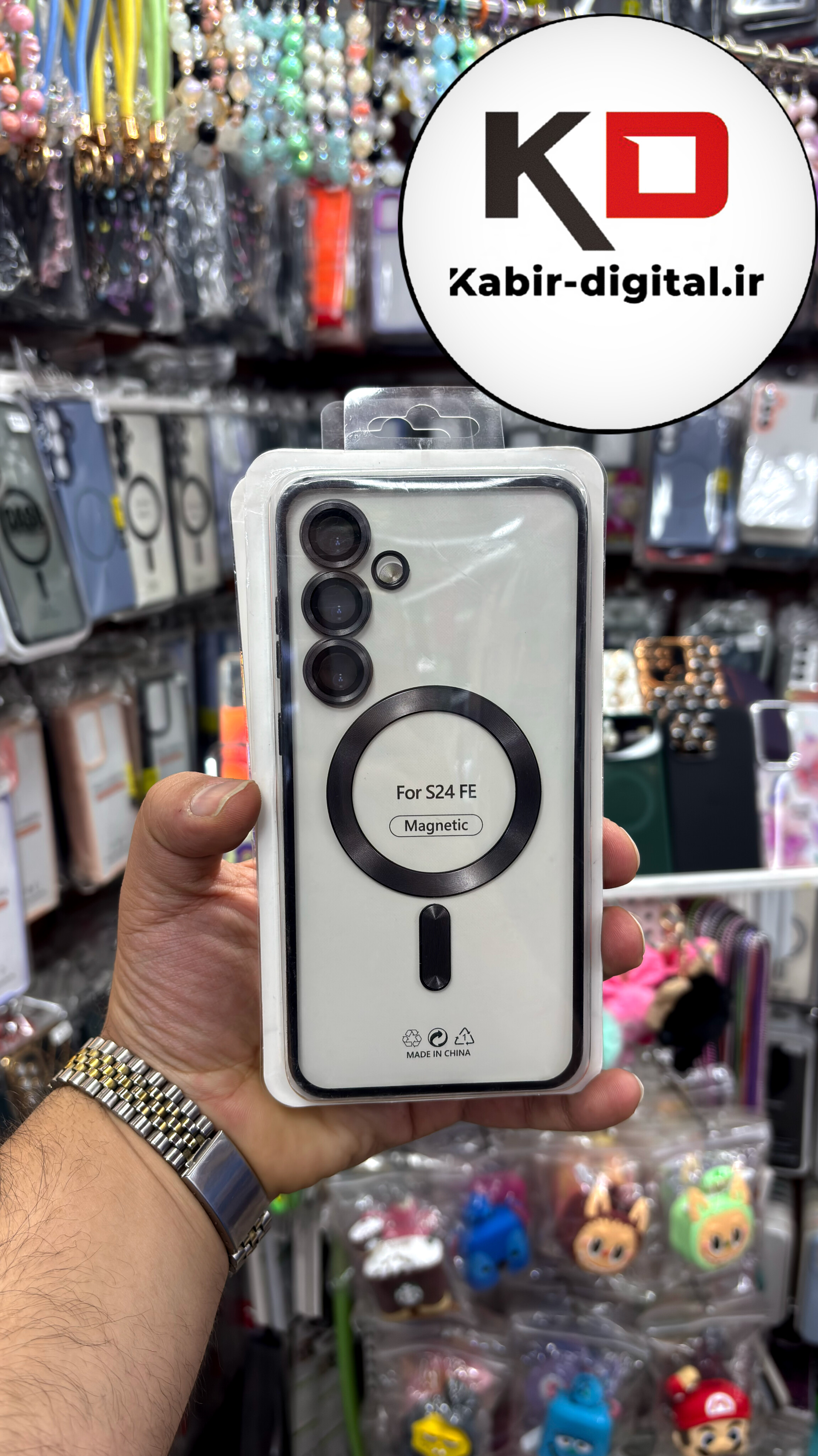 قاب گوشی Galaxy S24 FE سامسونگ شفاف مگ سیف دار MagSafe اورجینال Metal Stand Case محافظ لنزدار