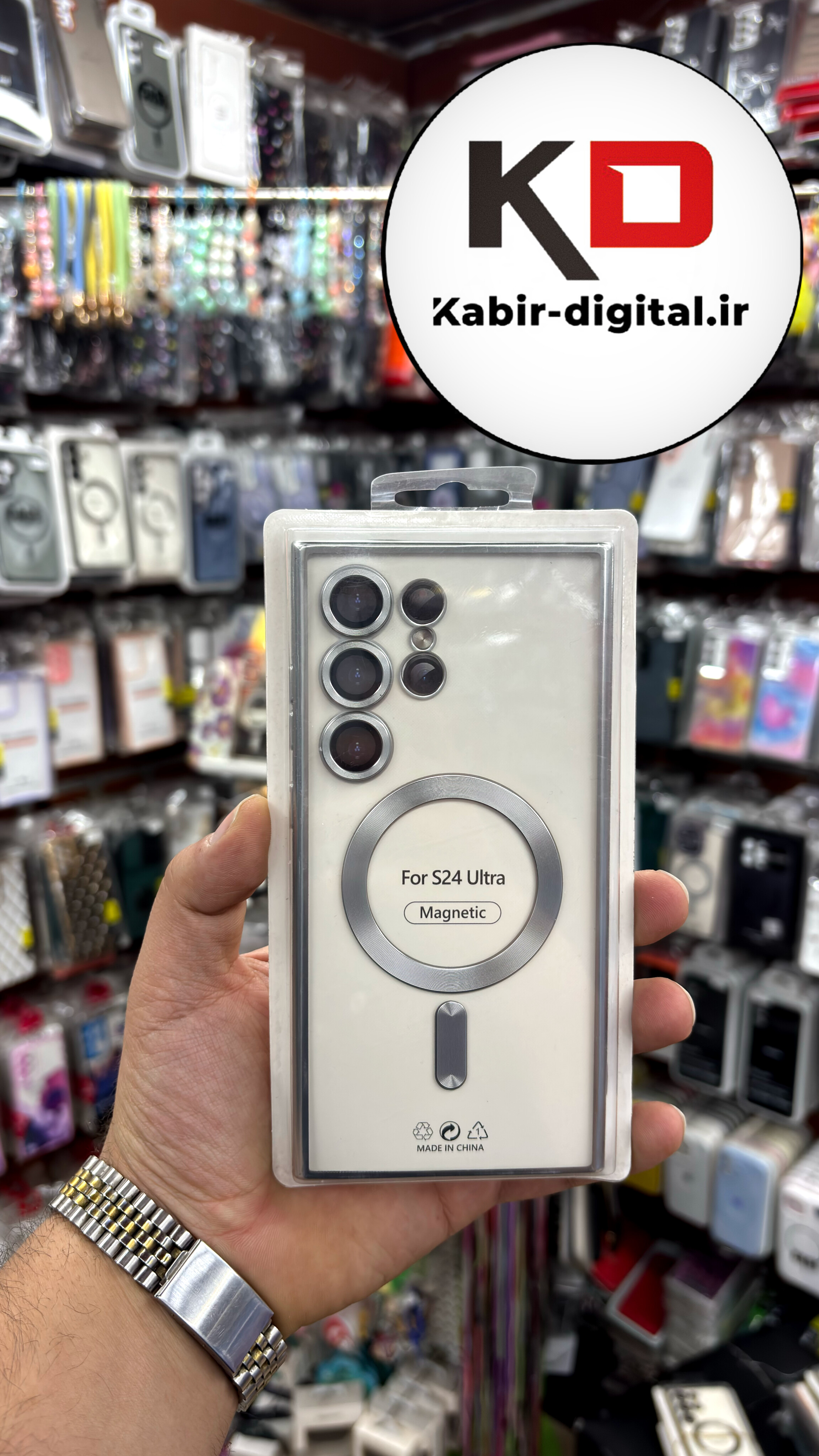 قاب گوشی Galaxy S24 ultra سامسونگ شفاف مگ سیف دار MagSafe اورجینال Metal Stand Case محافظ لنزدار