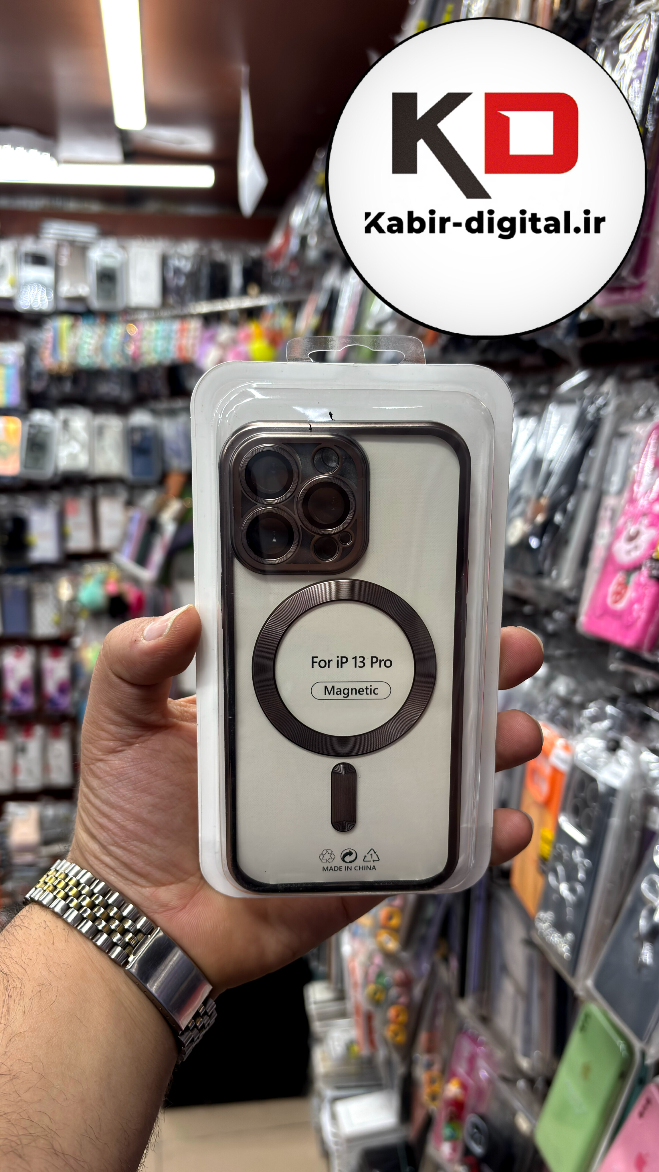 قاب گوشی iPhone 13 Pro  آیفون شفاف مگ سیف دار MagSafe اورجینال Metal Stand Case محافظ لنزدار