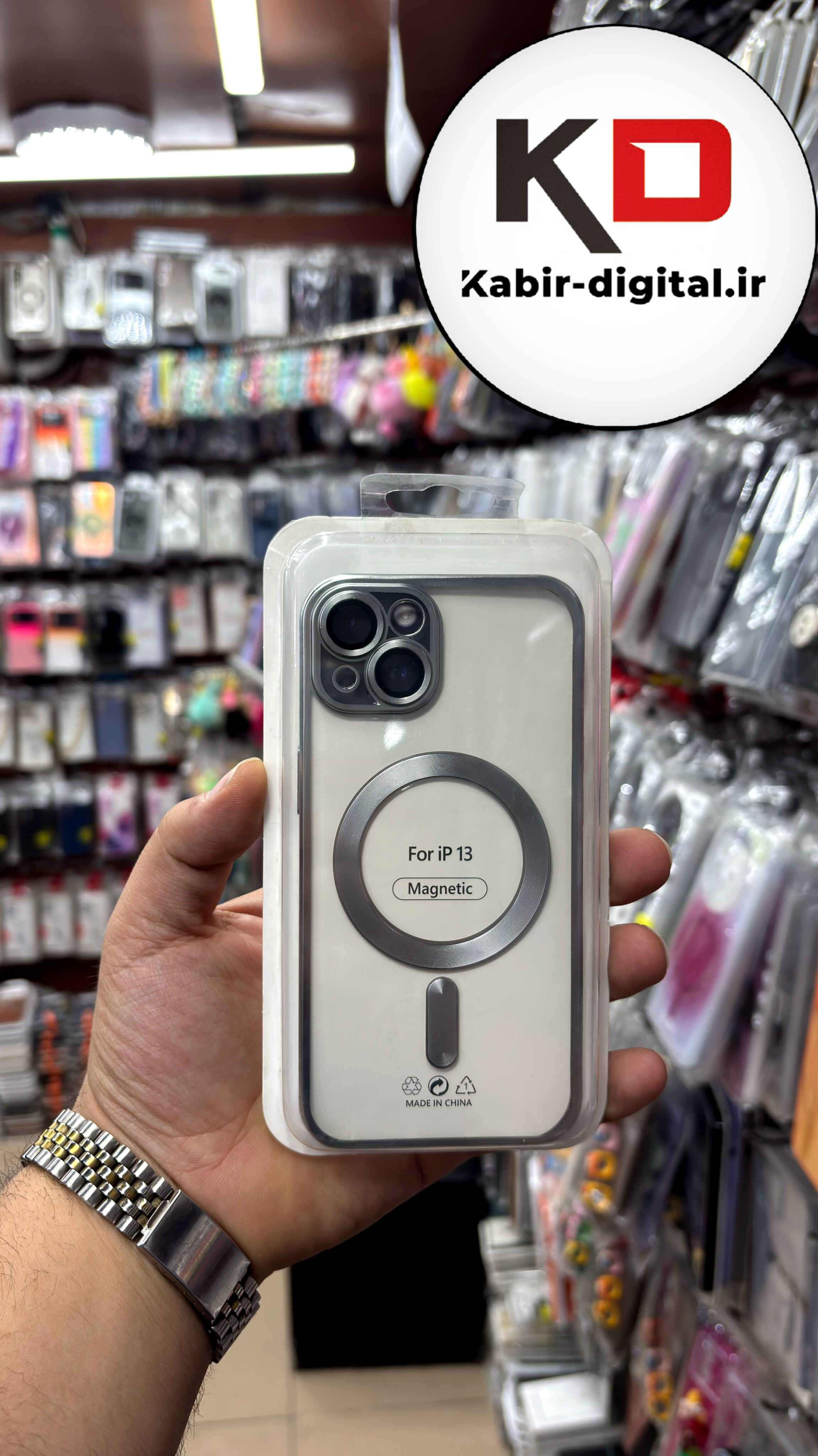 قاب گوشی iPhone 13 آیفون شفاف مگ سیف دار MagSafe اورجینال Metal Stand Case محافظ لنزدار