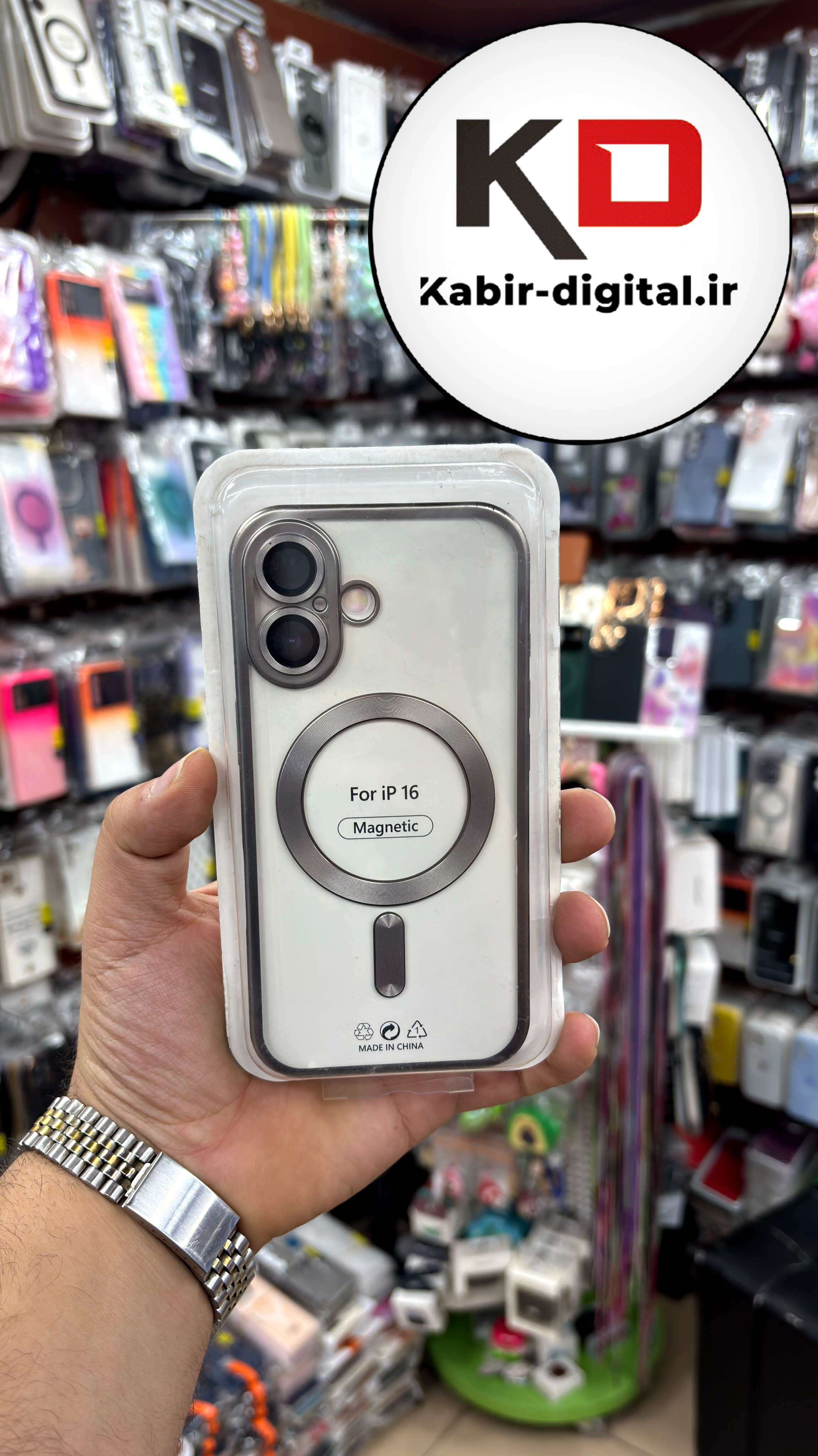 قاب گوشی iPhone 16  آیفون شفاف مگ سیف دار MagSafe اورجینال Metal Stand Case محافظ لنزدار