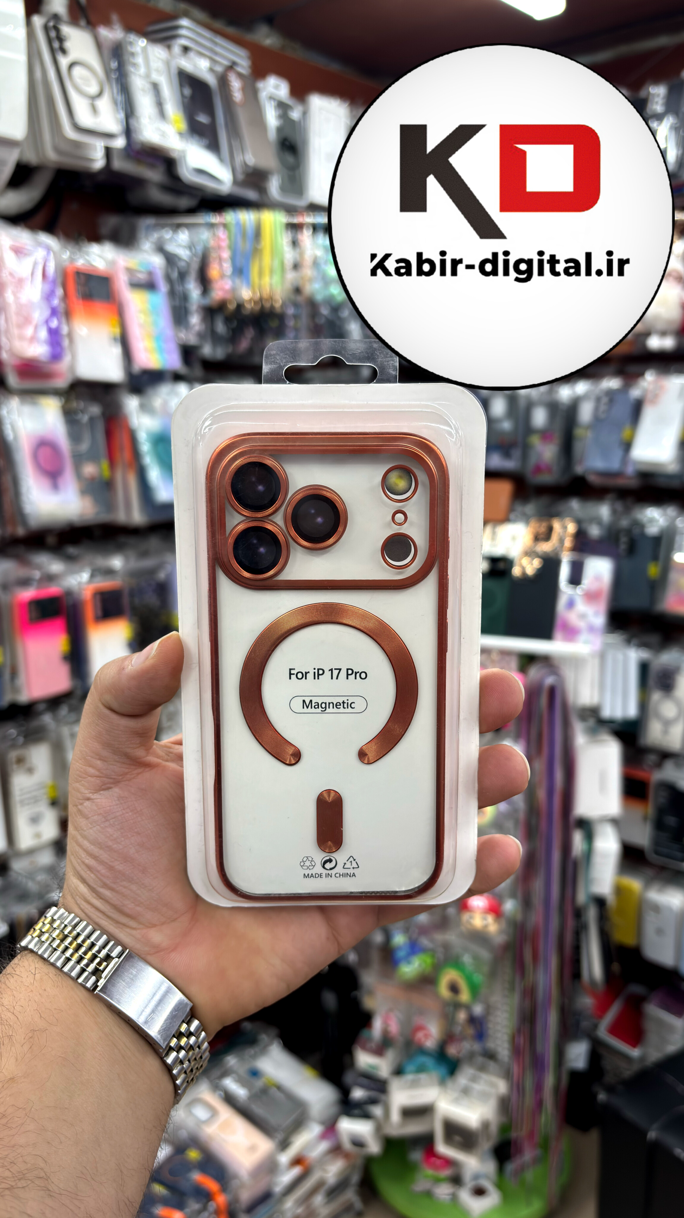 قاب گوشی iPhone 17 Pro آیفون شفاف مگ سیف دار MagSafe اورجینال Metal Stand Case محافظ لنزدار
