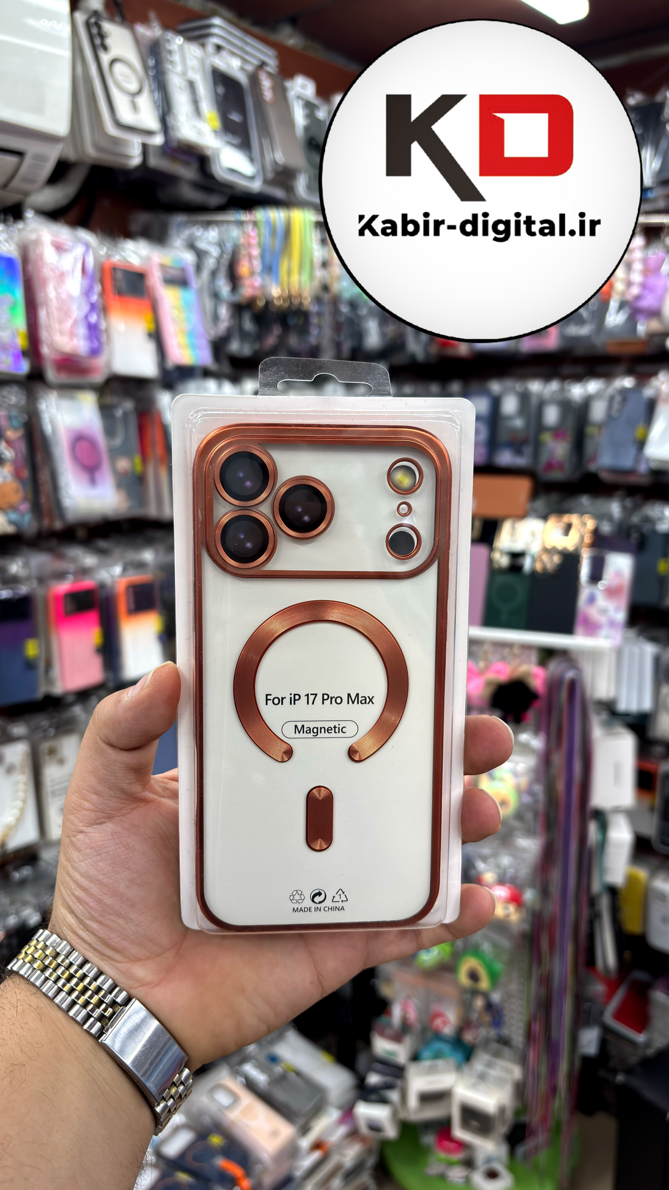 قاب گوشی iPhone 17 Pro Max آیفون شفاف مگ سیف دار MagSafe اورجینال Metal Stand Case محافظ لنزدار