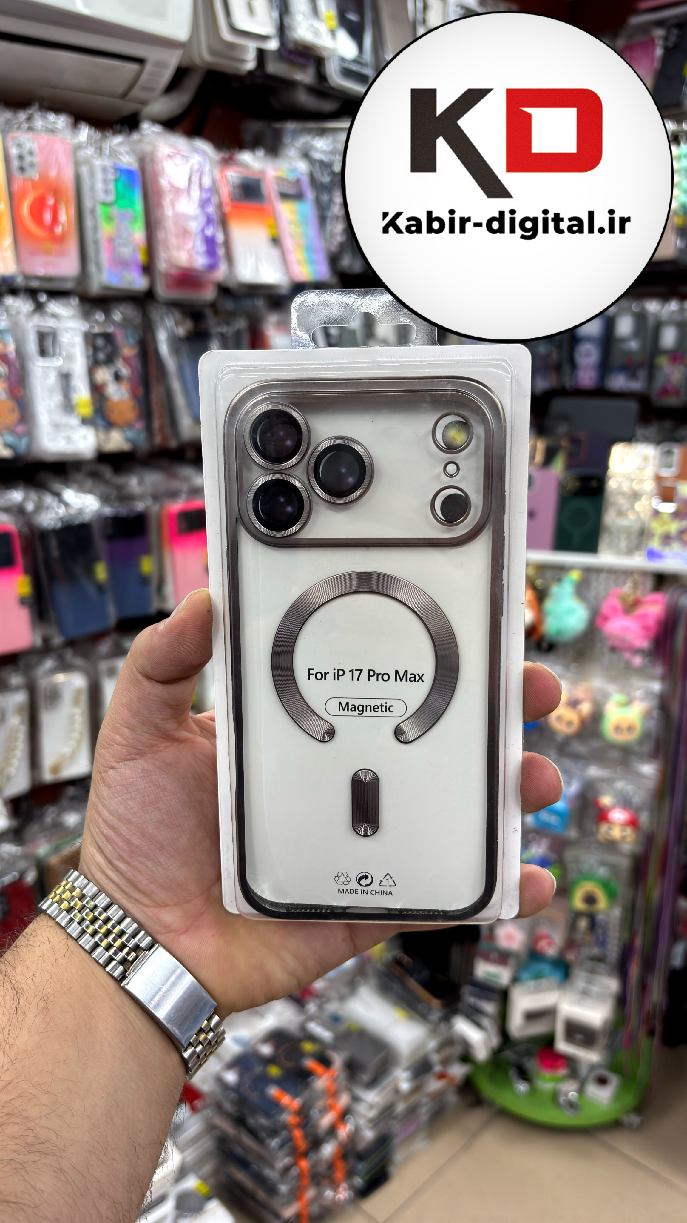 قاب گوشی iPhone 17 Pro Max آیفون شفاف مگ سیف دار MagSafe اورجینال Metal Stand Case محافظ لنزدار
