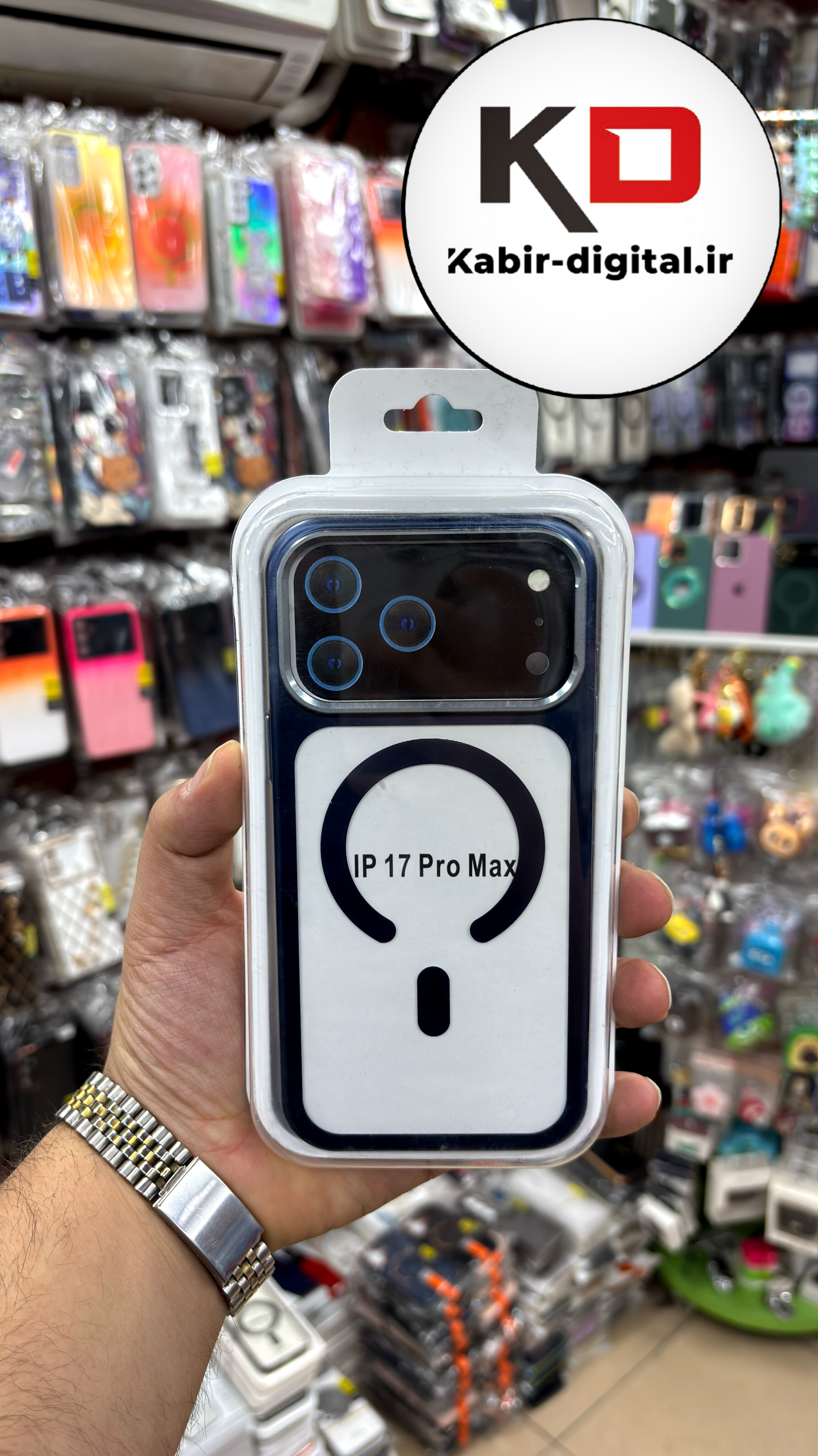 قاب گوشی iPhone 17 Pro Max آیفون شفاف مگ سیف دار MagSafe اورجینال Metal Stand Case