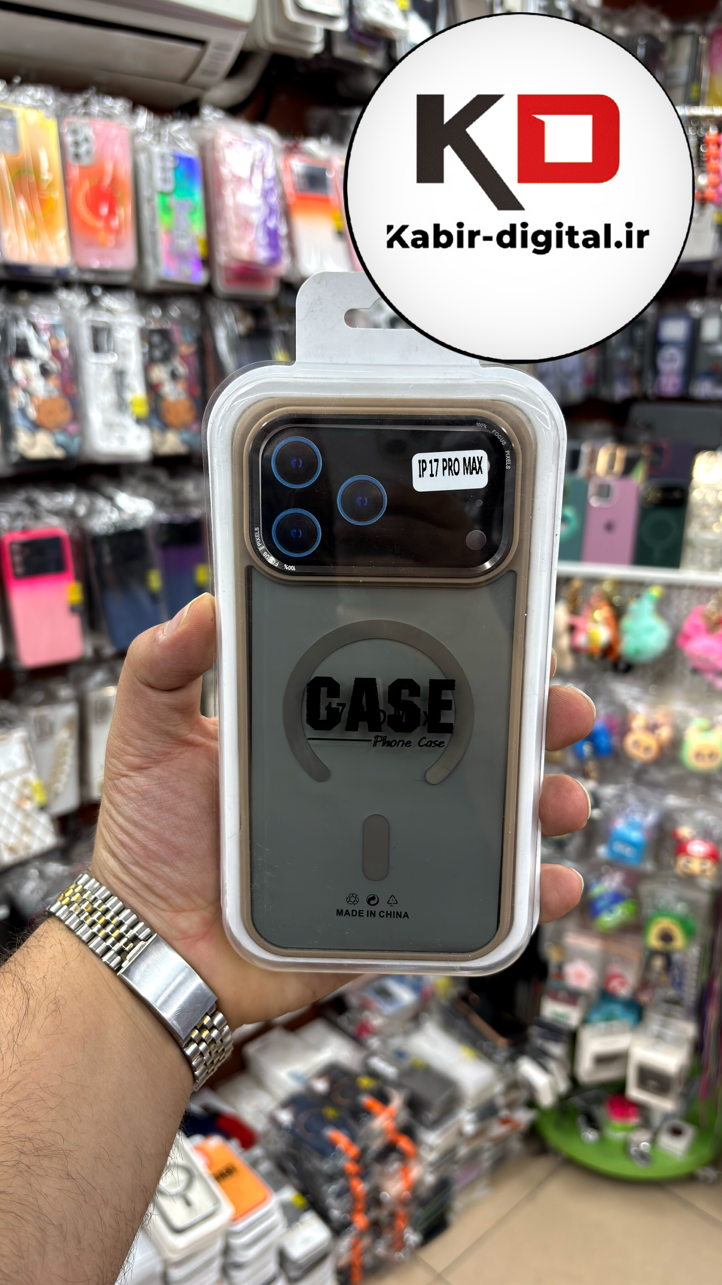 قاب گوشی iPhone 17 Pro Max آیفون شفاف مگ سیف دار MagSafe اورجینال Metal Stand Case پشت مات دور رنگی
