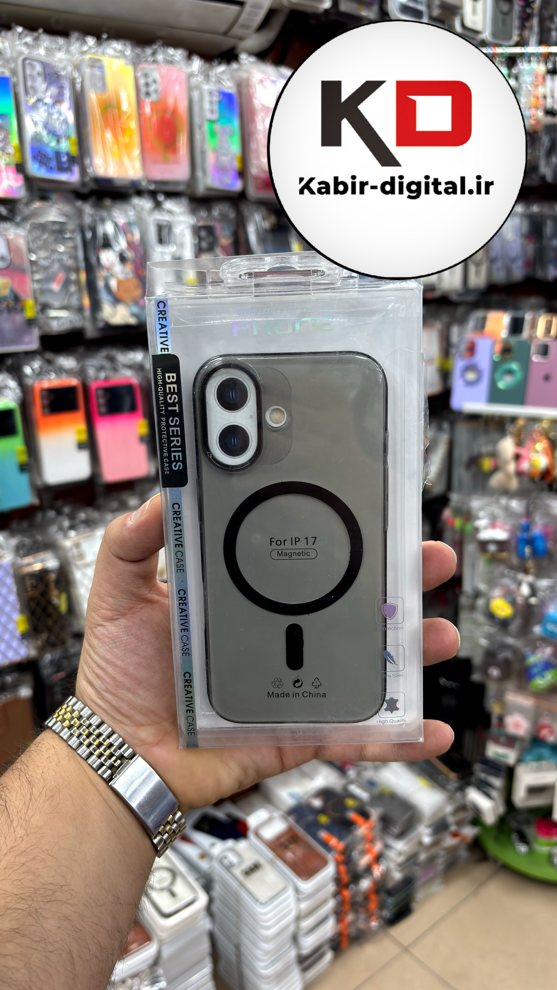 قاب گوشی iPhone 17 آیفون شفاف مگ سیف دار MagSafe اورجینال ایربگ دار مشکی