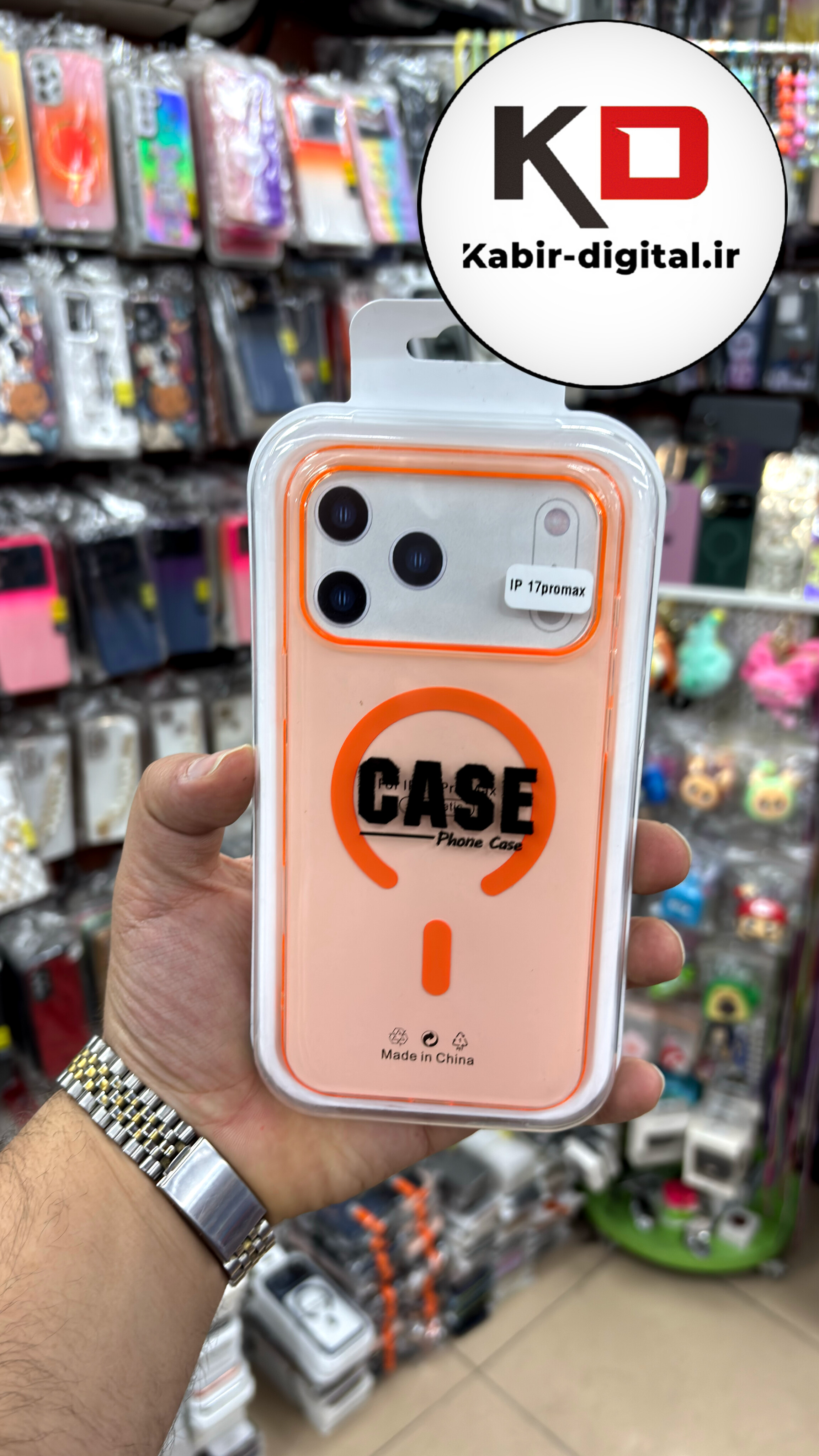 قاب گوشی iPhone 17 pro max آیفون شفاف نارنجی مگ سیف دار MagSafe اورجینال ایربگ دار