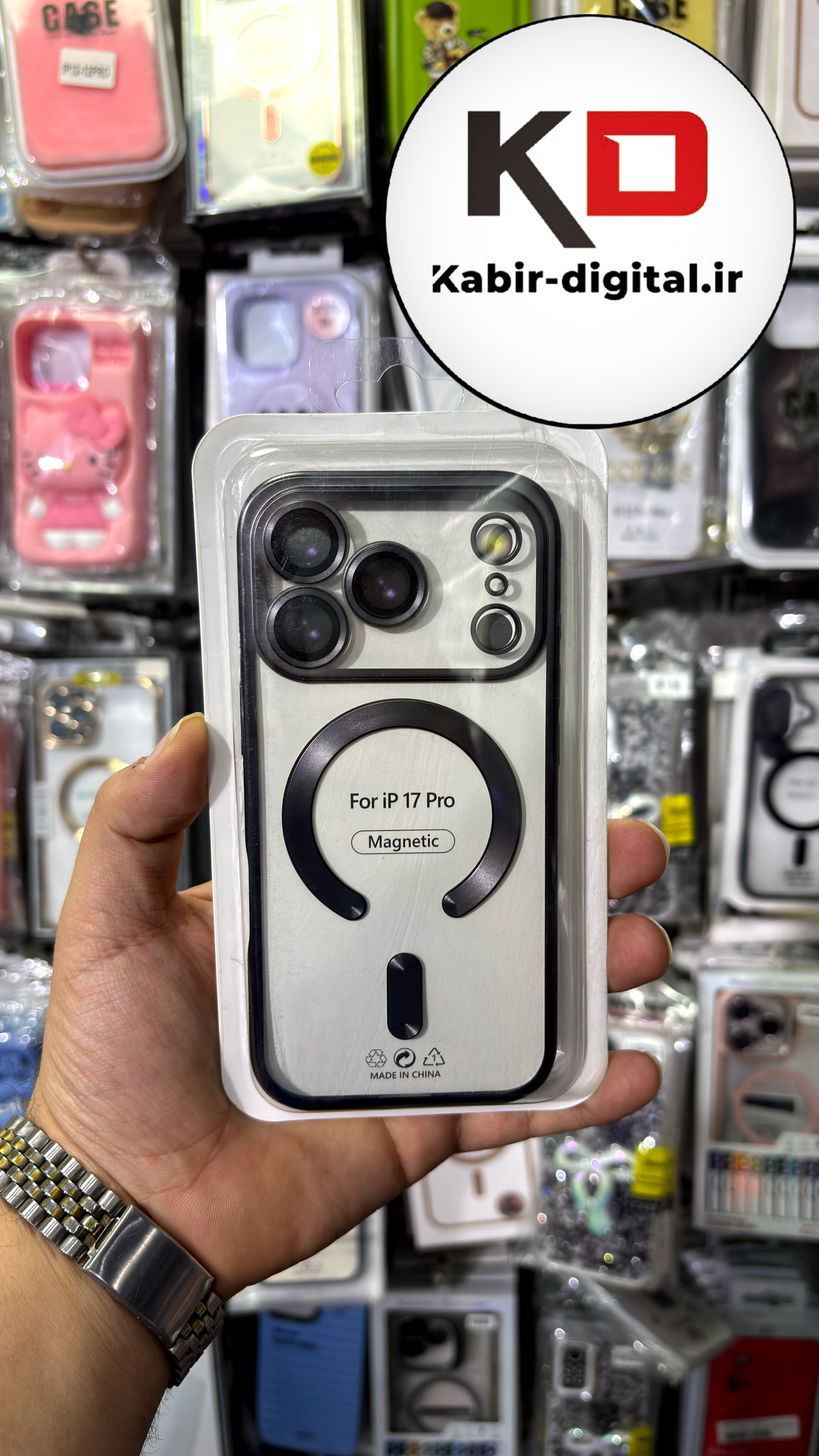 قاب گوشی iPhone 17 Pro آیفون شفاف مگ سیف دار MagSafe اورجینال Metal Stand Case محافظ لنزدار