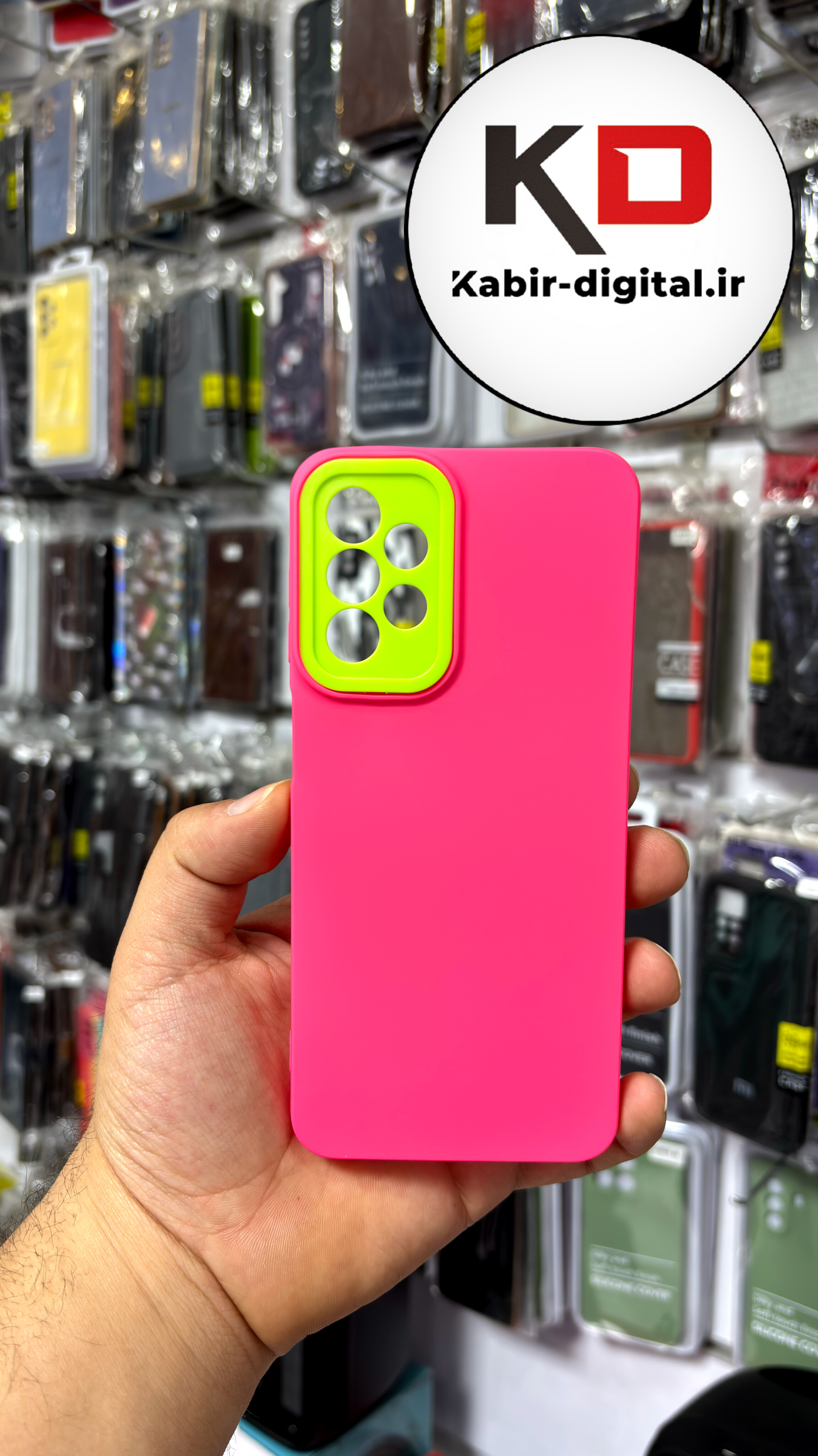 قاب گوشی Galaxy A13 / A23 سامسونگ طرح سیلیکونی محافظ لنزدار صورتی  سبز فسفری
