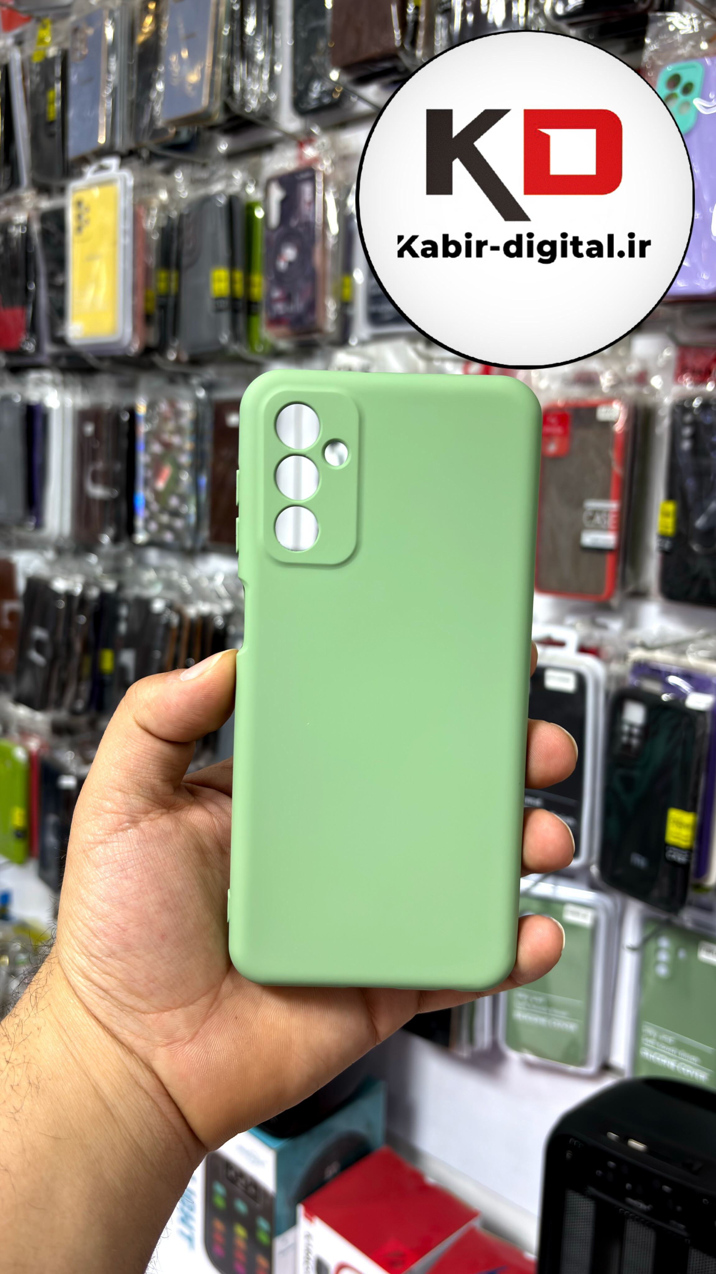 قاب گوشی Galaxy M23 سامسونگ طرح سیلیکونی اورجینال های کپی درجه یک زیربسته محافظ لنزدار سبز پسته ایی