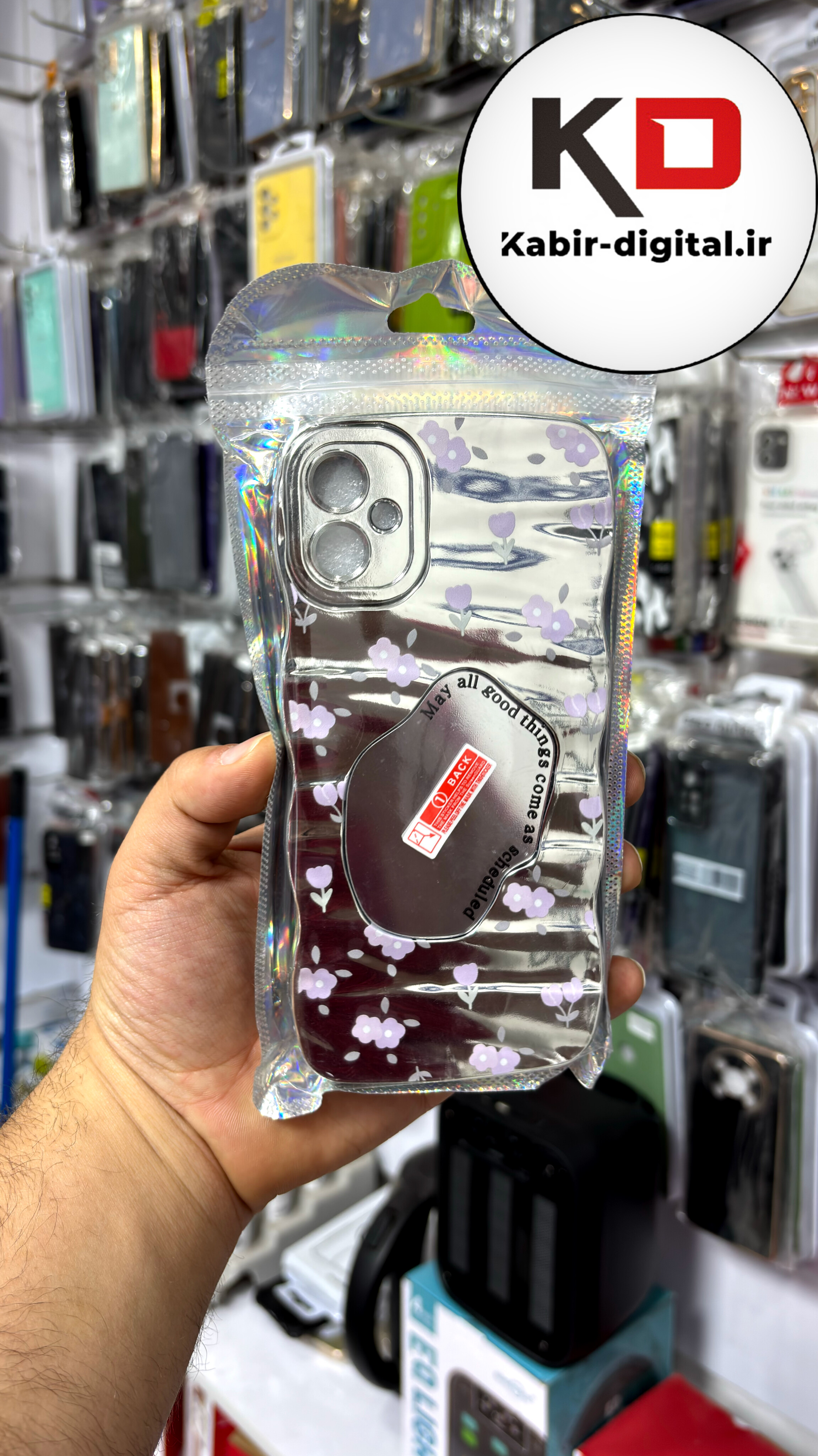 قاب گوشی Galaxy A05 سامسونگ اورجینال فانتزی منحنی سخت آینه ای لنز کرومی محافظ لنزدار طرح گل