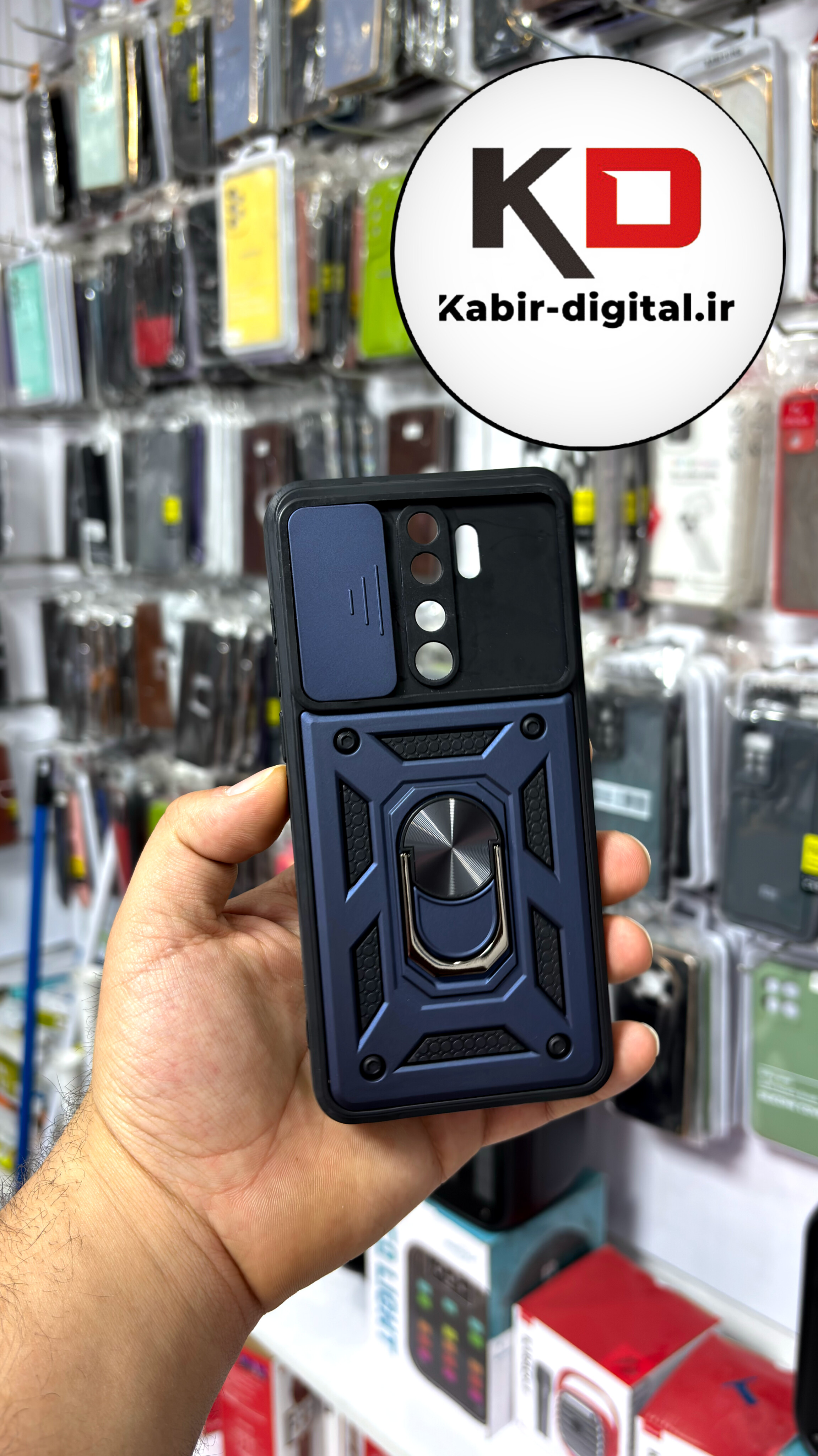 قاب گوشی Redmi Note 8 Pro شیائومی طرح ضد ضربه بتمن هولدر دار محافظ لنز دار ایربگ دار کشویی سرمه ایی