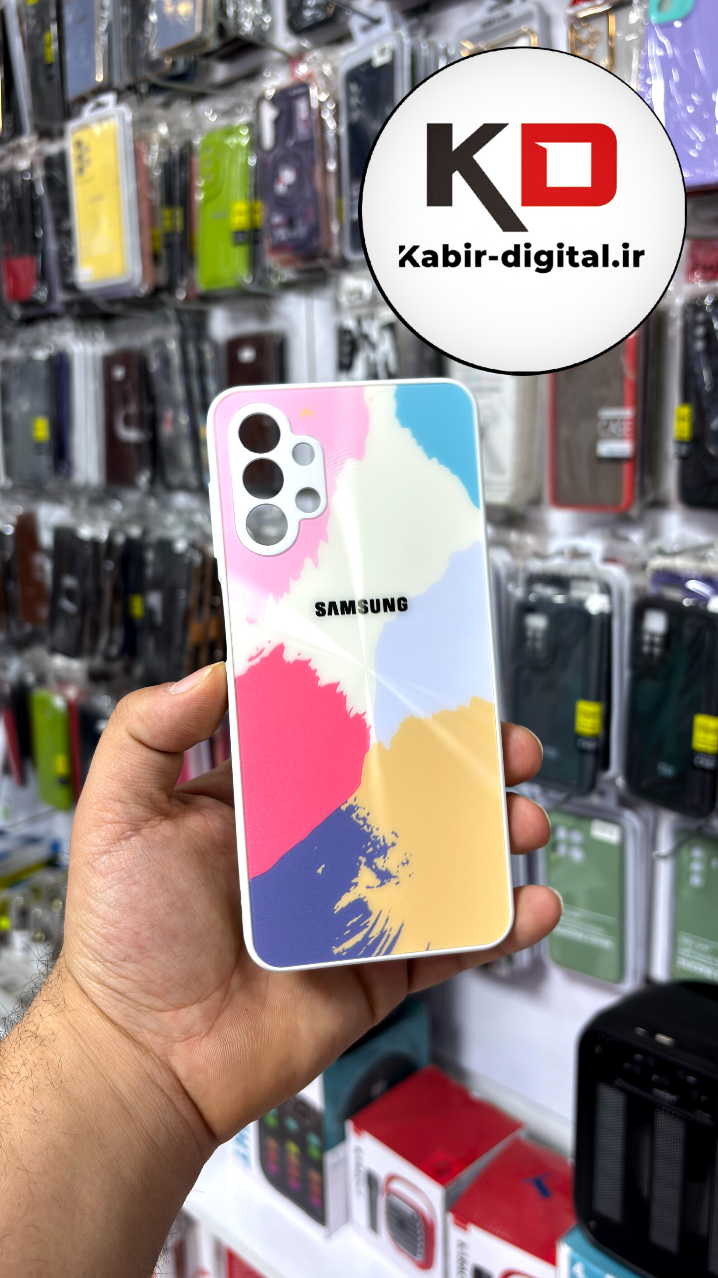 قاب گوشی Galaxy A13 سامسونگ پشت گلس شیشه ای محافظ لنز دار آبرنگی لیزری