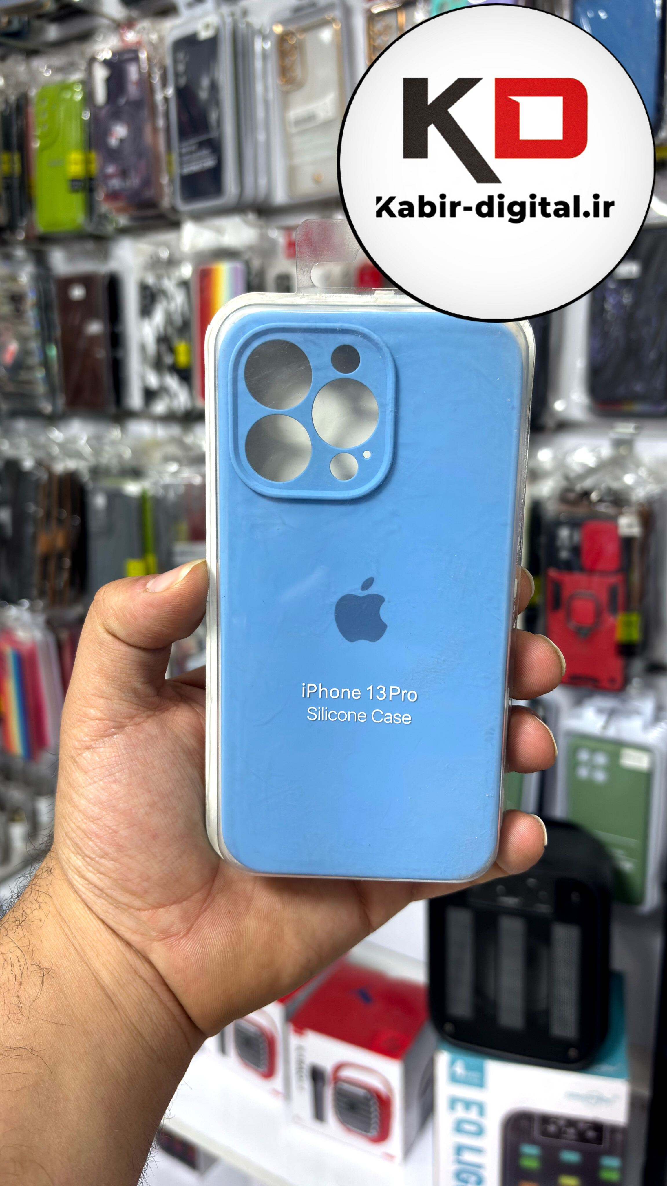 قاب گوشی iPhone 13 Pro آیفون سیلیکونی اورجینال پاک کنی درجه یک زیربسته محافظ لنز دار آبی