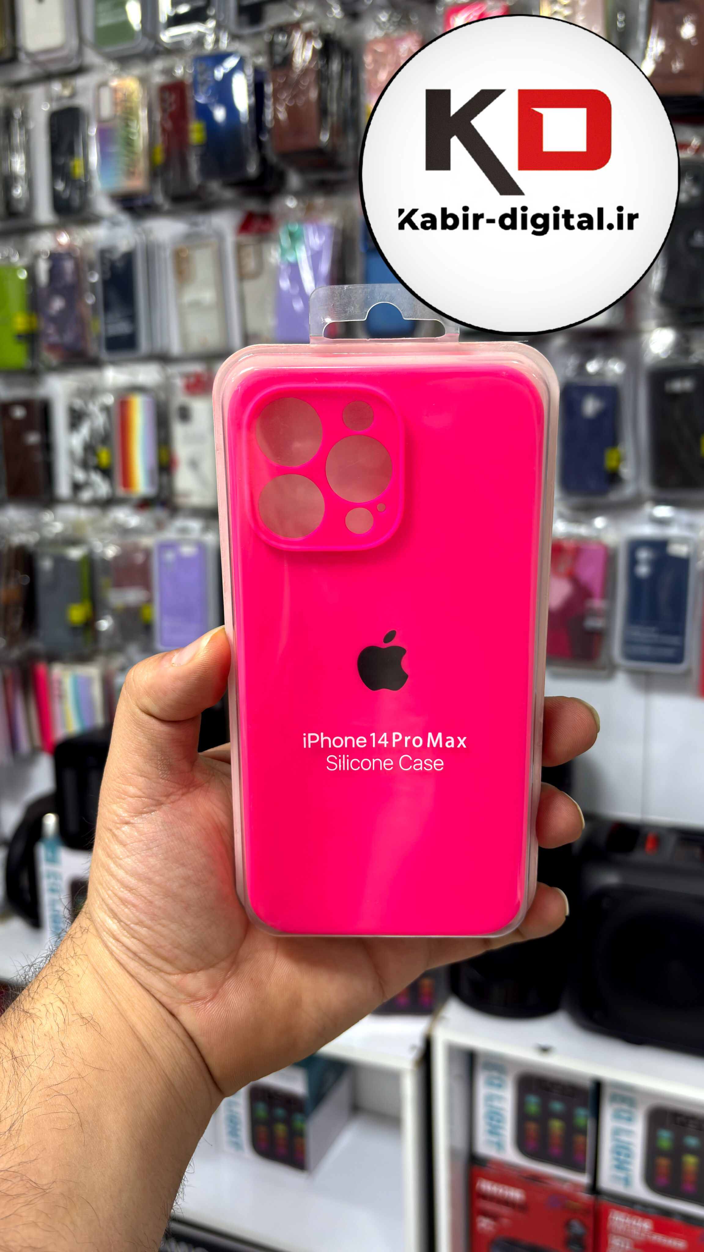 قاب گوشی iPhone 14 Pro Max آیفون سیلیکونی اورجینال پاک کنی درجه یک زیربسته محافظ لنز دار صورتی فانتزی