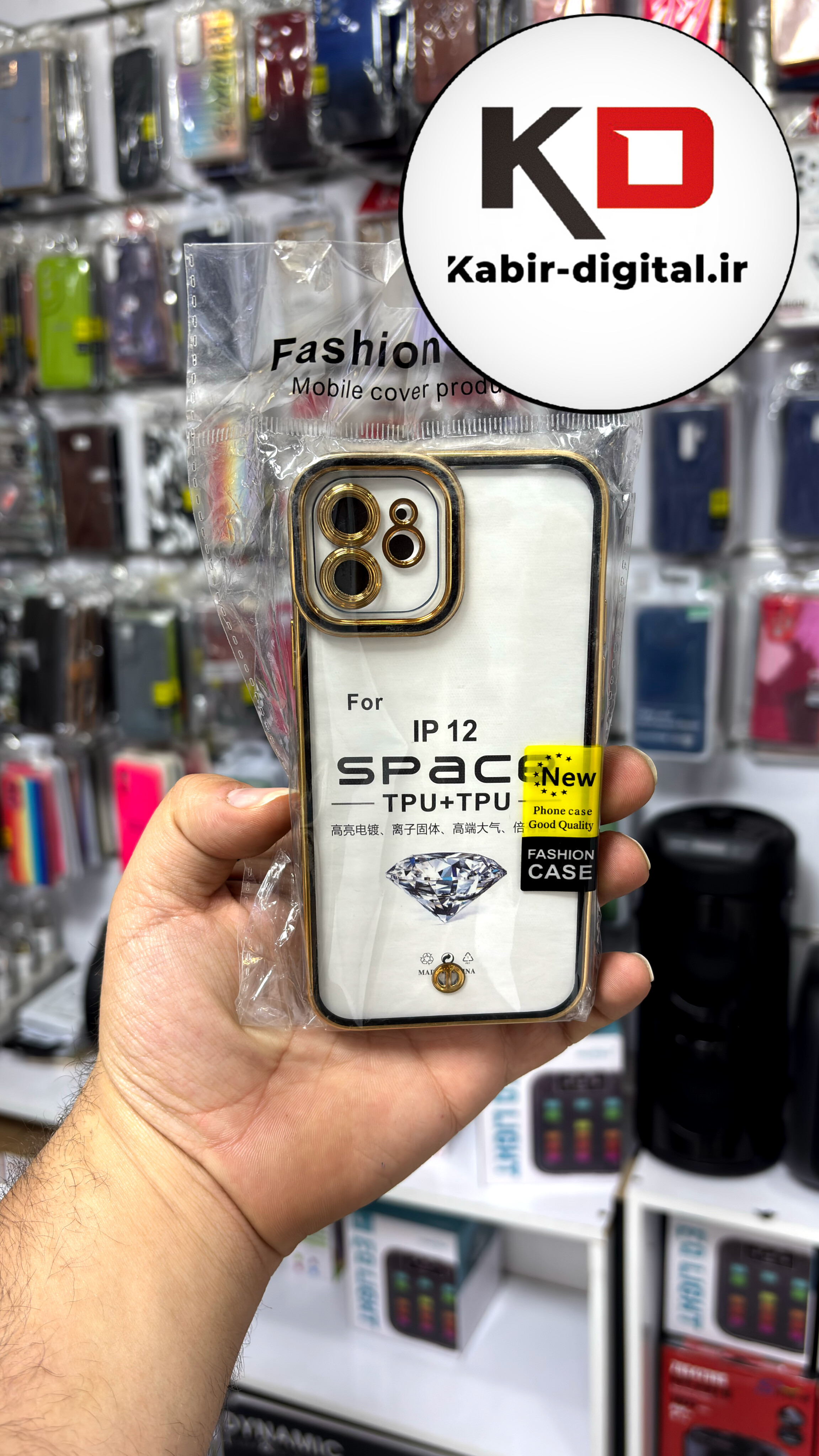 قاب گوشی iPhone 12 آیفون طرح الکتروپلیتینگ ژله ای شفاف اورجینال محافظ لنز دار طلایی