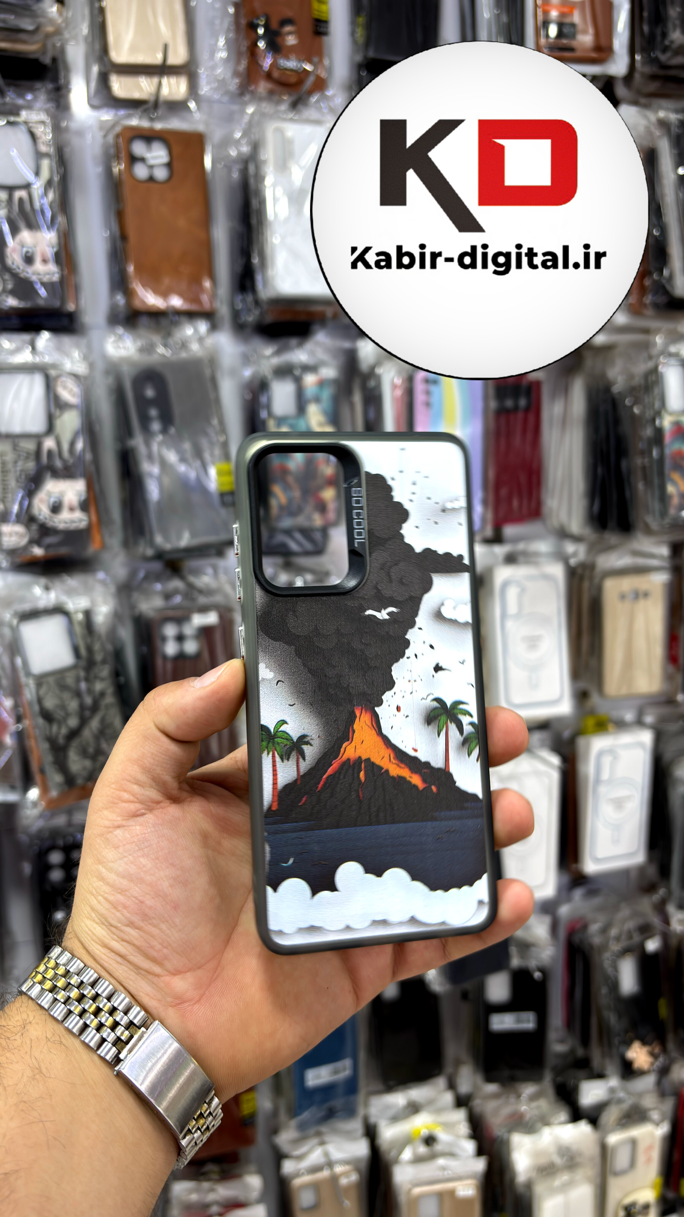 قاب گوشی Galaxy A14 سامسونگ So CooL سوکول اورجینال فانتزی دور مات دکمه کرومی طرح کوه اتشفشان