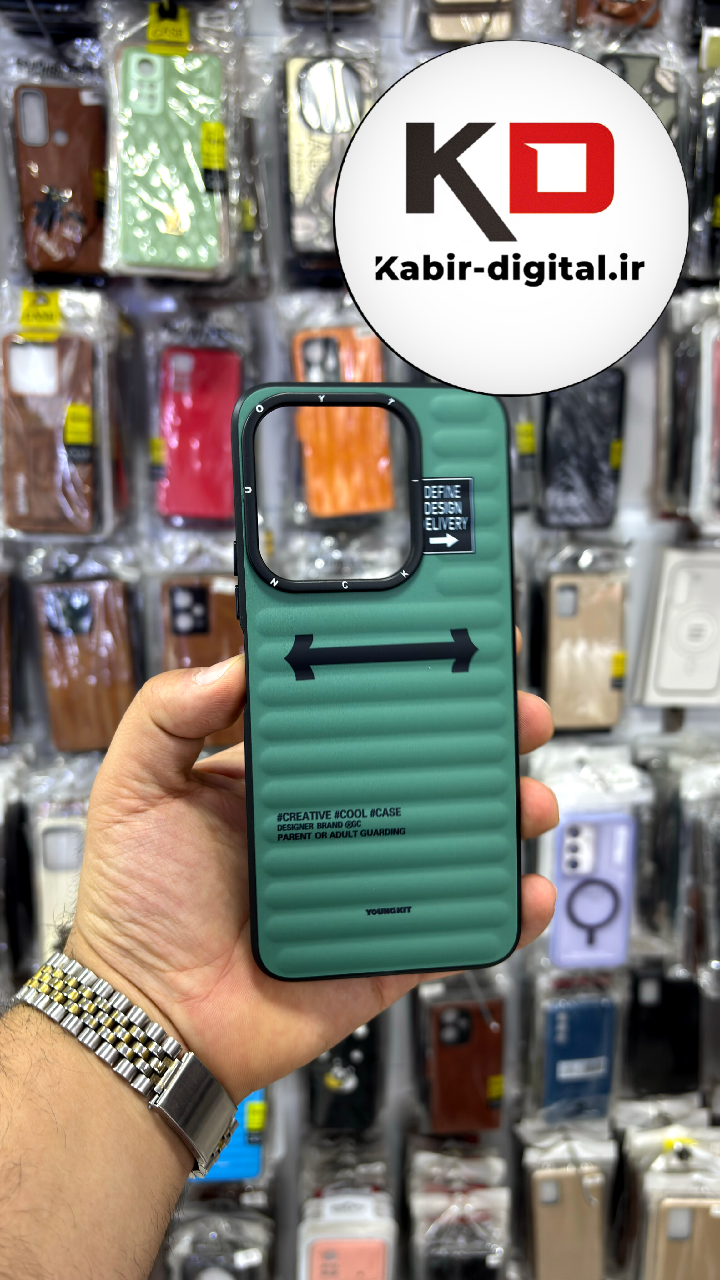 قاب گوشی Redmi 13 / POCO M6 شیائومی یانگ کیت YOUNGKIT طرح برجسته دور سیلیکونی طرح مگ سیف Magsafe سبز