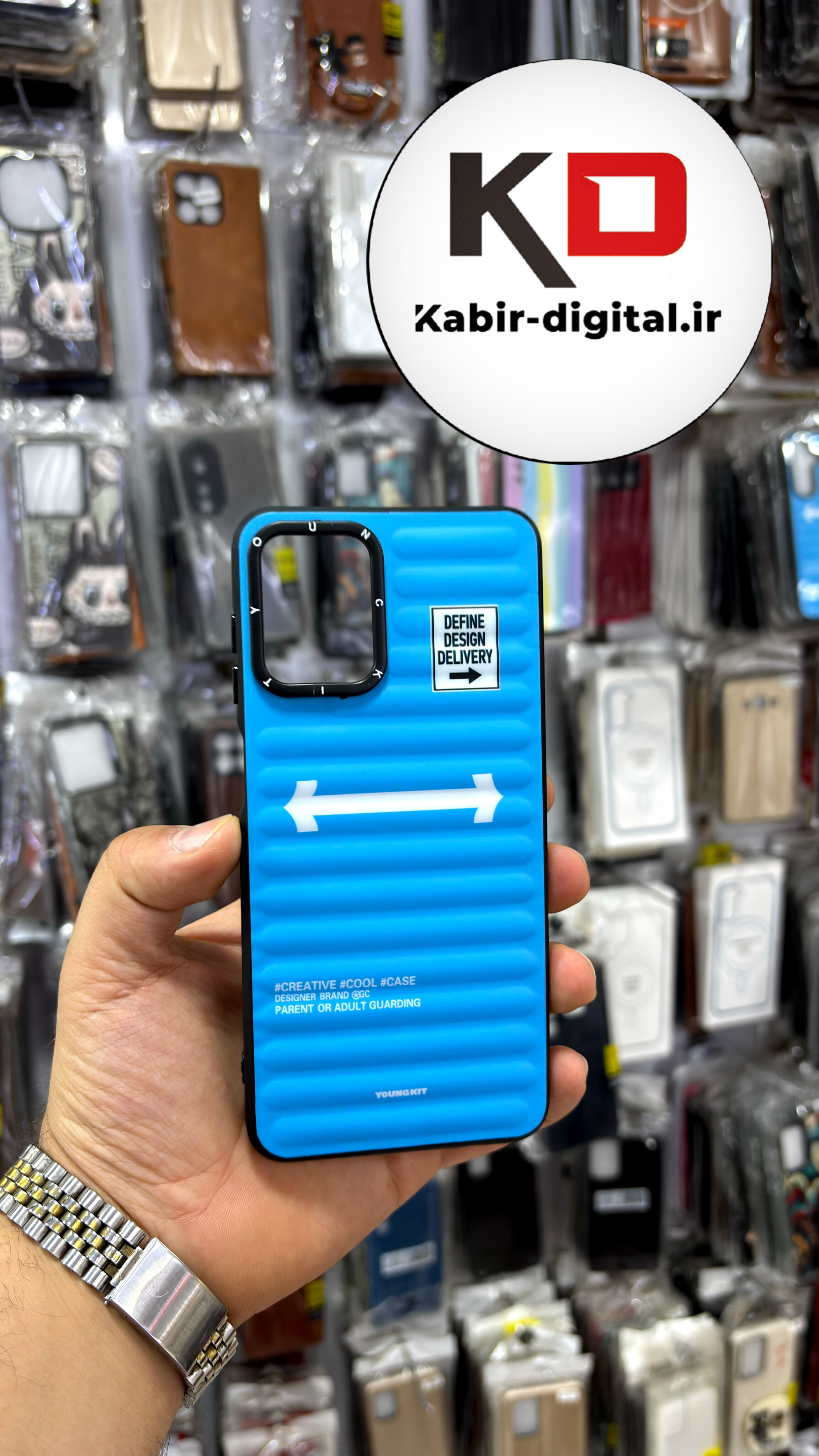قاب گوشی Galaxy A12/M12 سامسونگ یانگ کیت YOUNGKIT طرح برجسته دور سیلیکونی طرح مگ سیف Magsafe آبی