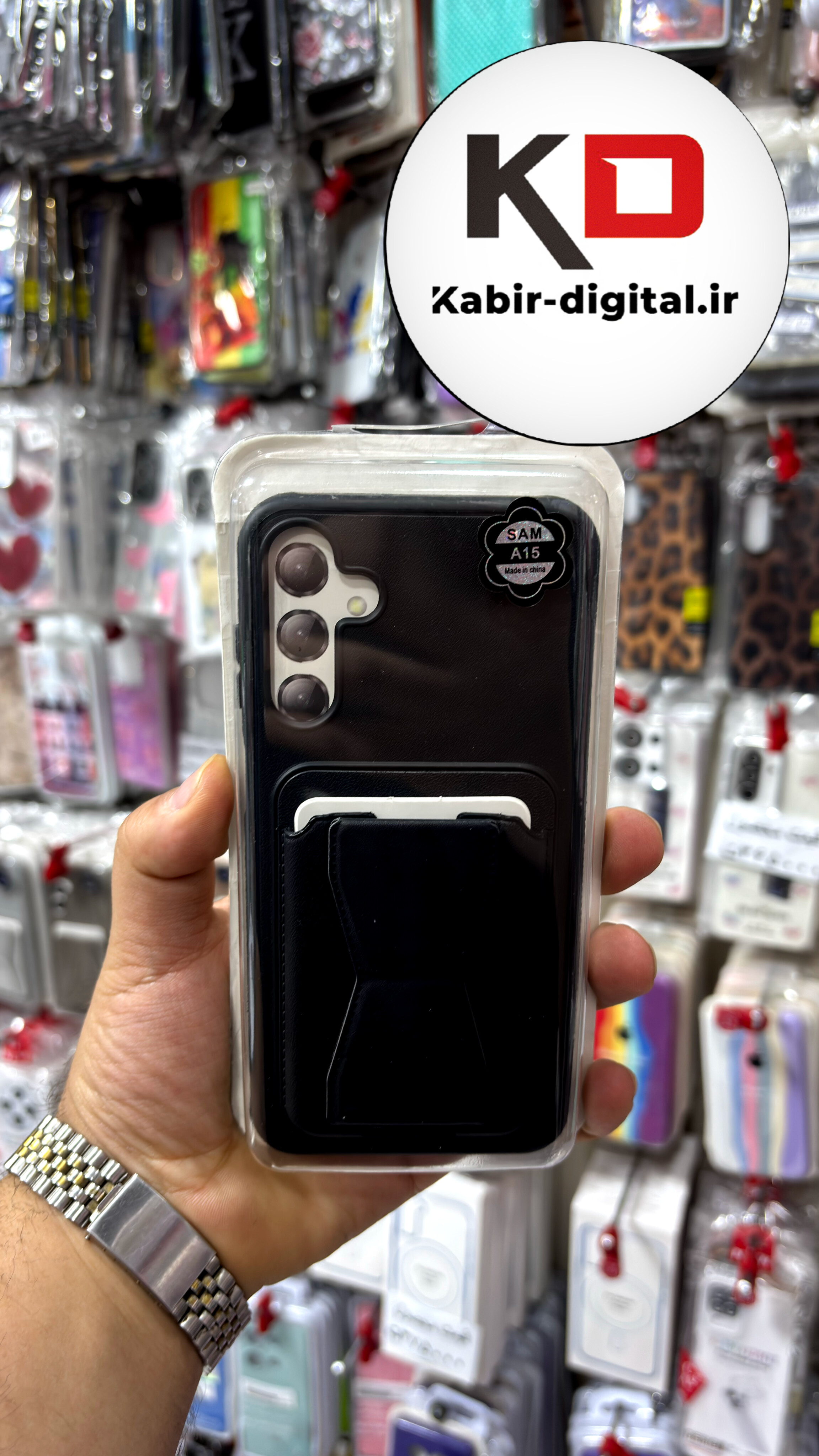 قاب گوشی Galaxy A15 / A24 / A25 سامسونگ چرمی دوخت دار اورجینال جاکارتی دار مگنتی استندشو