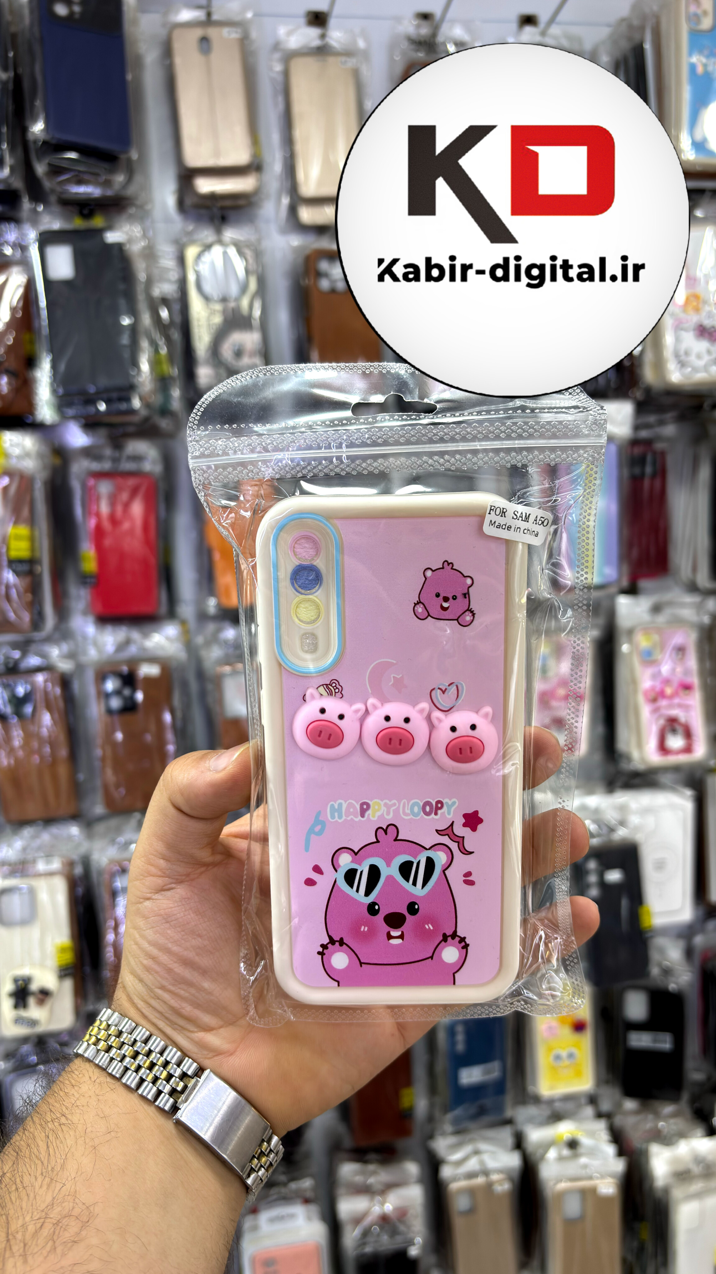 قاب گوشی Galaxy A50 / A50s / A30s سامسونگ طرح سیلیکونی Solid عروسکی برجسته محافظ لنز دار طرح خوک صورتی